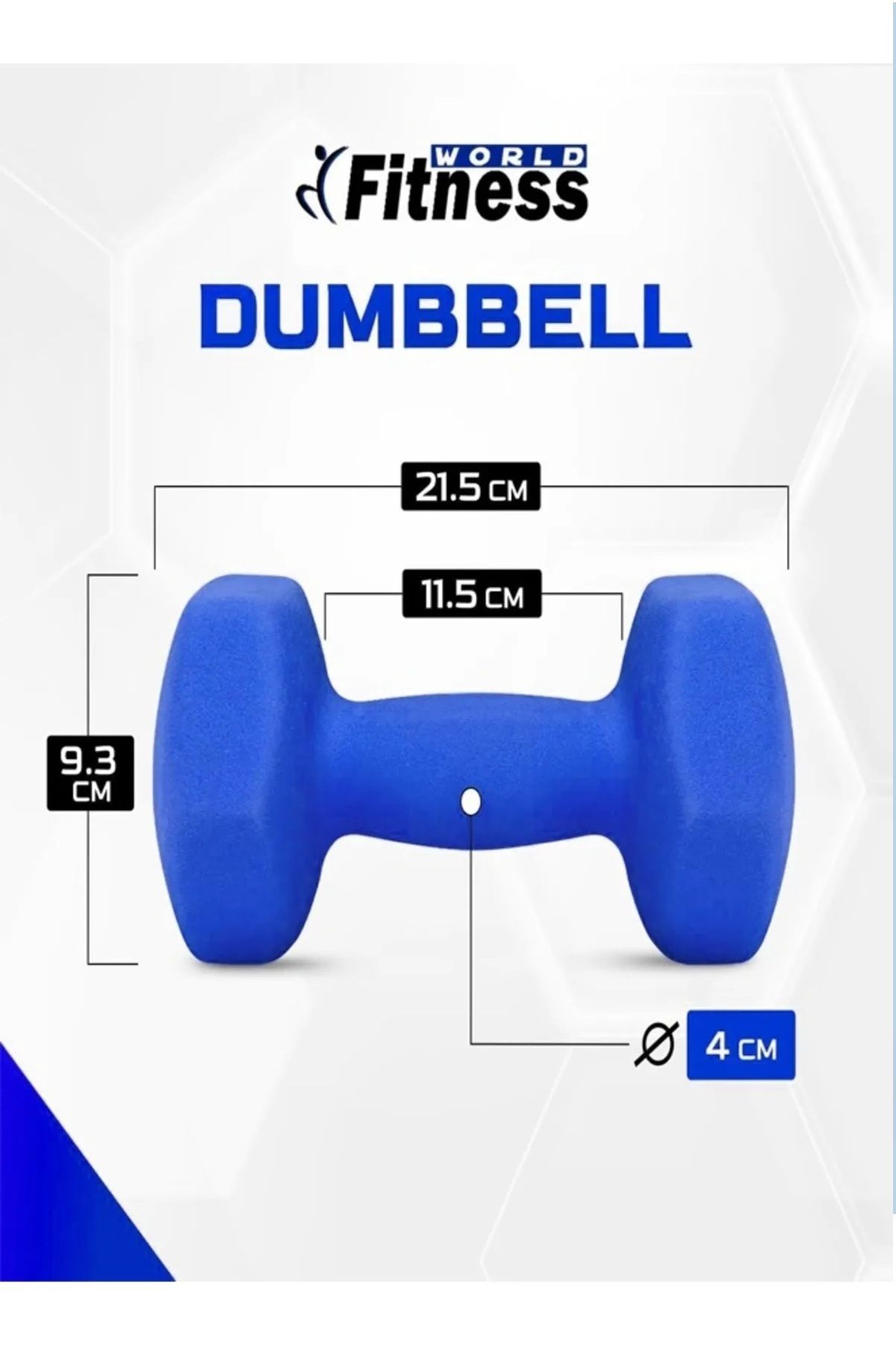 Fitness World-Small hexagonal dumbbell set of two pieces weighing 0.5 kg each 11x5x5cm 4