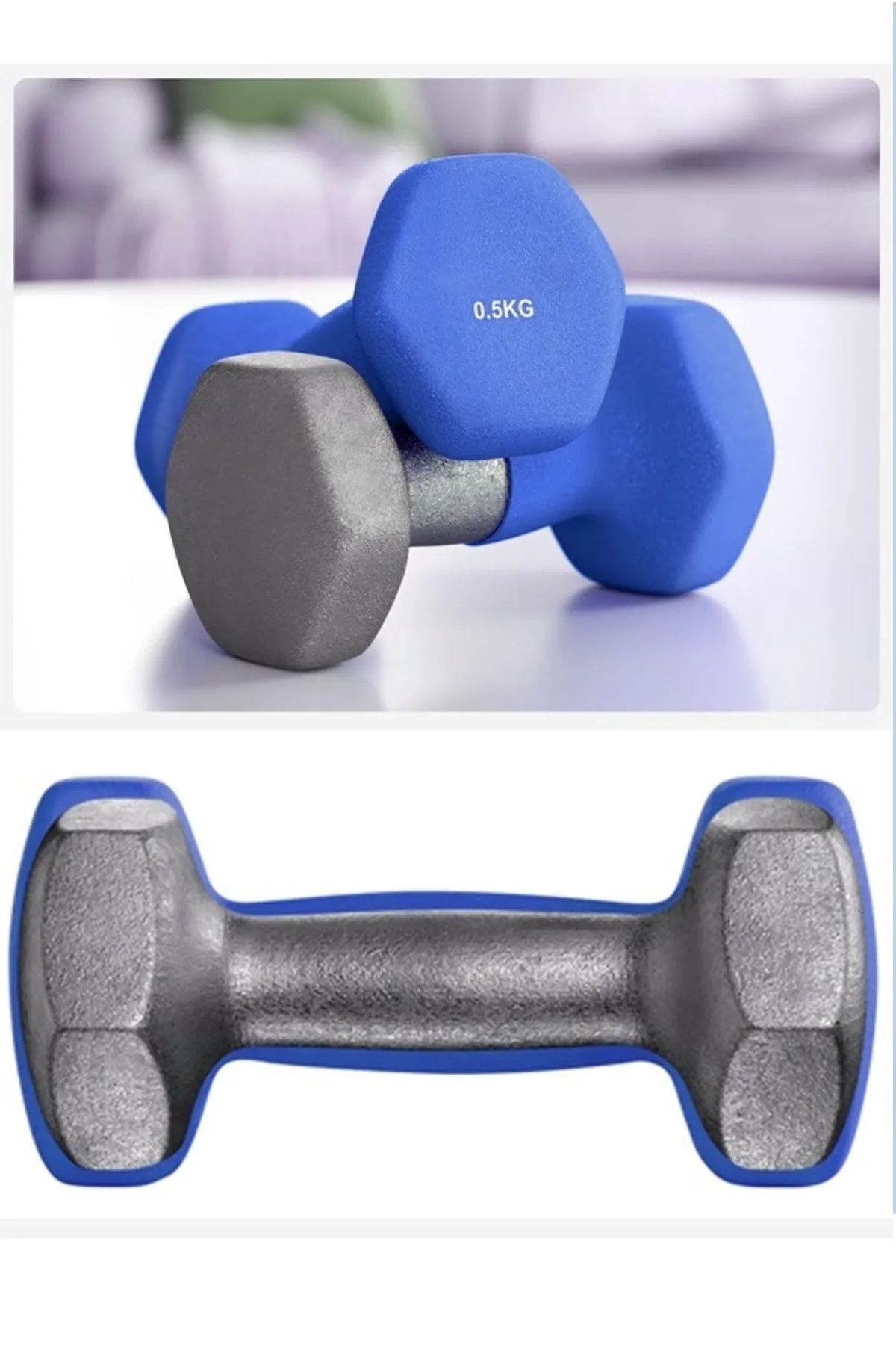 Fitness World-Small hexagonal dumbbell set of two pieces weighing 0.5 kg each 11x5x5cm 6
