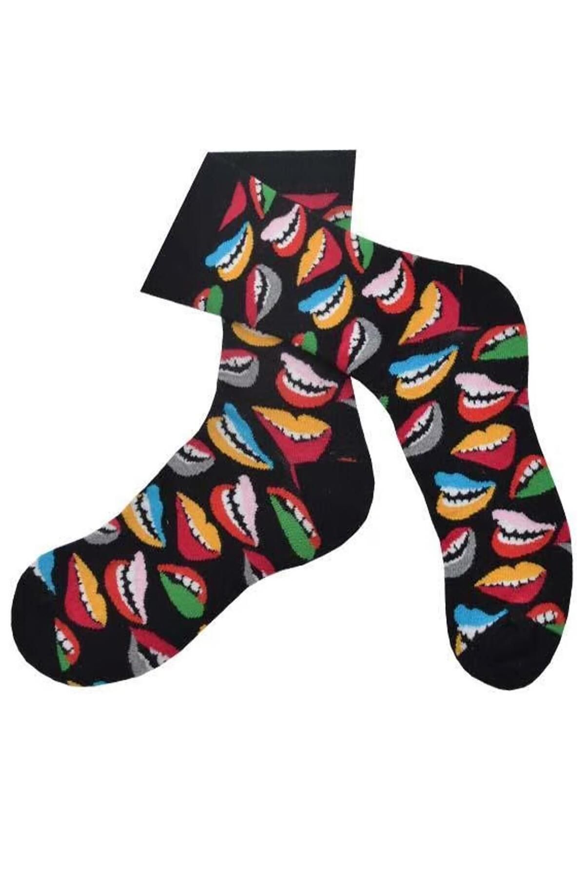 Flora-Mouth Patterned Socks Men's Long Socks Clb 2