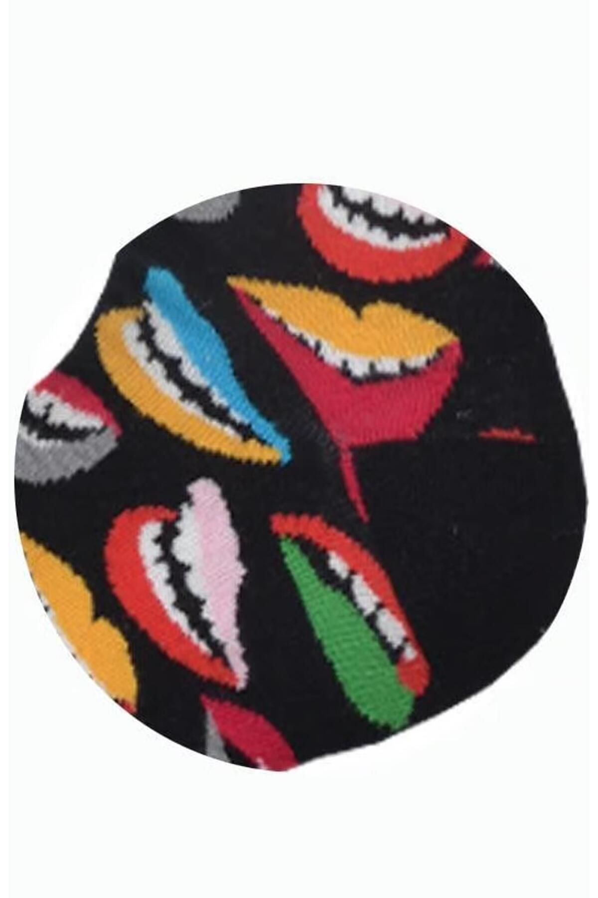 Flora-Mouth Patterned Socks Men's Long Socks Clb 6