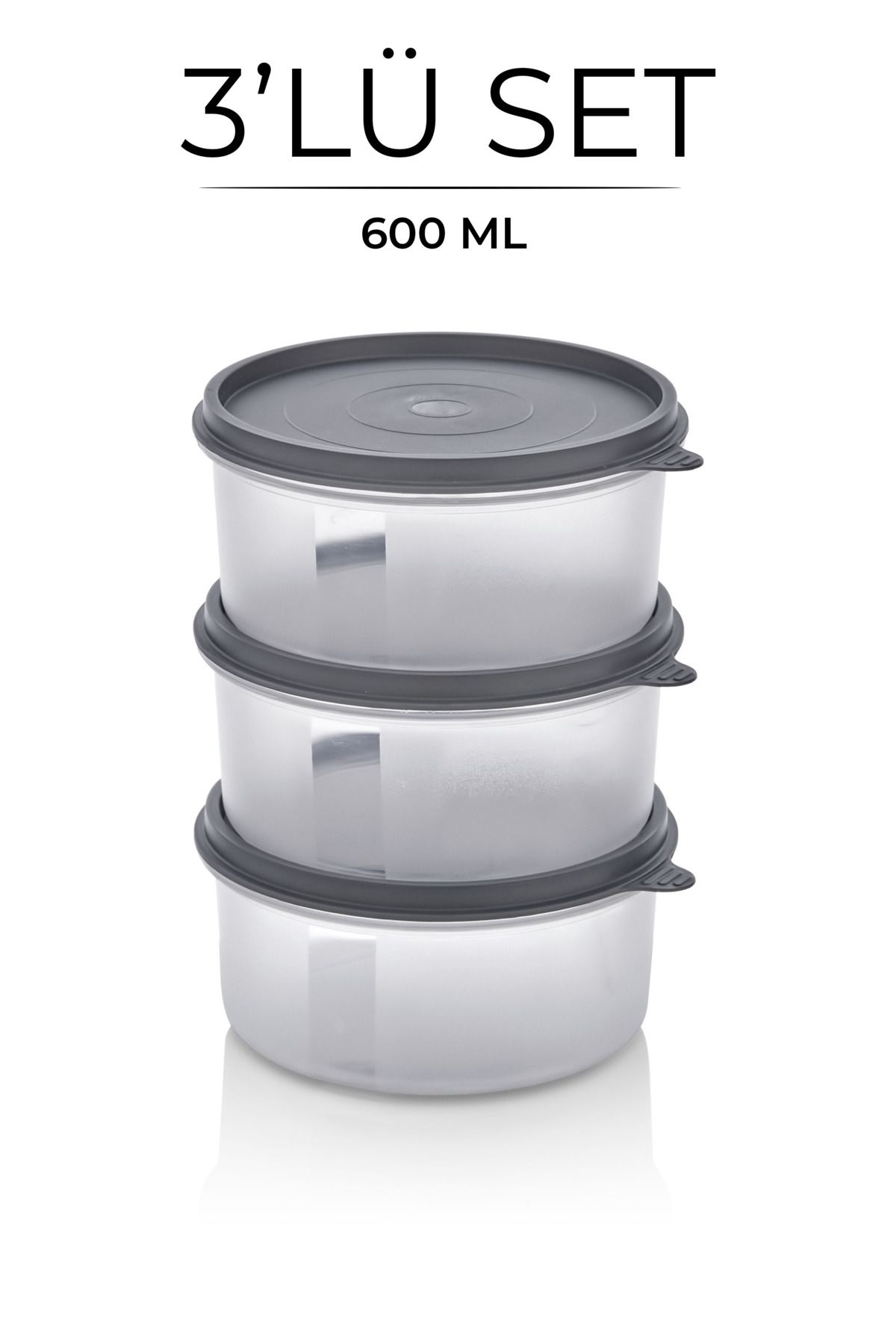 Kitchen Life-Aura Set of 3 Round Breakfast Storage Containers 600ml X3 1