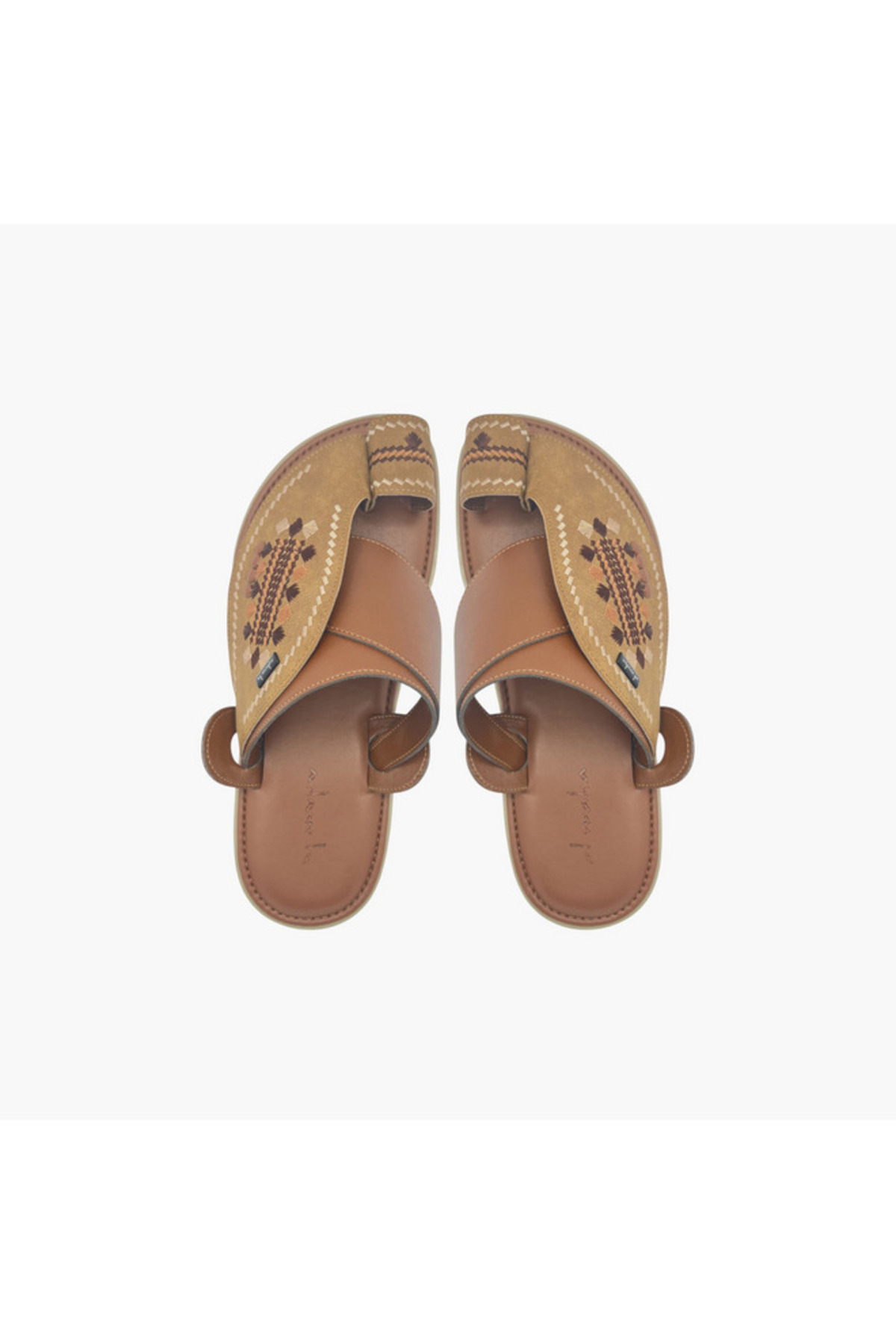 Al Waha-Textured Slip-On Arabic Sandals with Toe Loop Detail 1