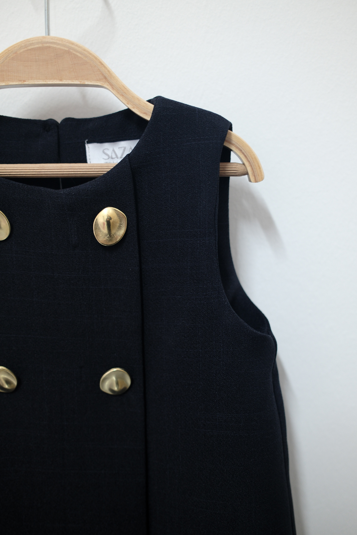 Aressy Kız Çocuk Gold Düğmeli Pileli Elbise Premium Bayramlık Jile Elbise fotoğrafı 5 (önizleme)