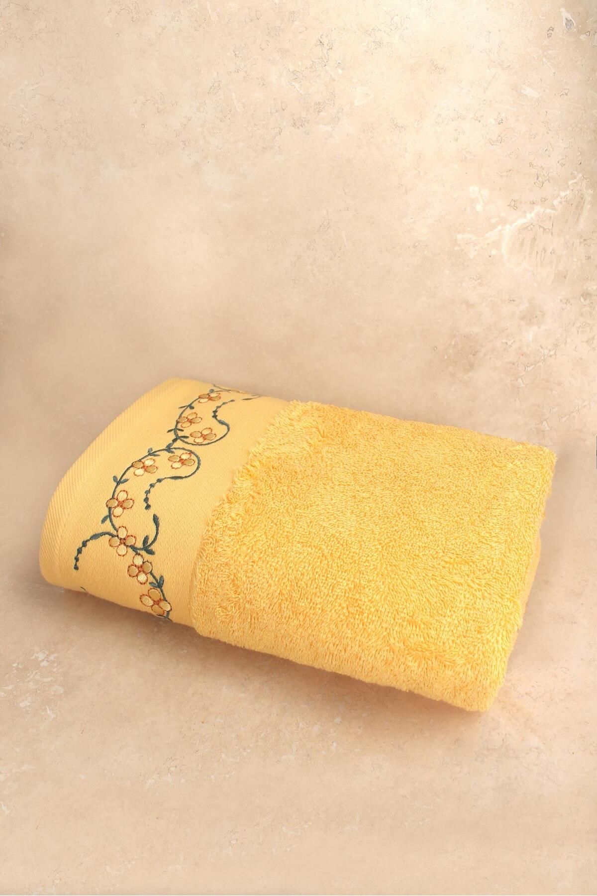 Ellia Soft-Cotton Embroidered Dowry - Luxury Face Towel 50X100 cm Soft, Absorbent, Quality Bathroom &amp;   Use 2