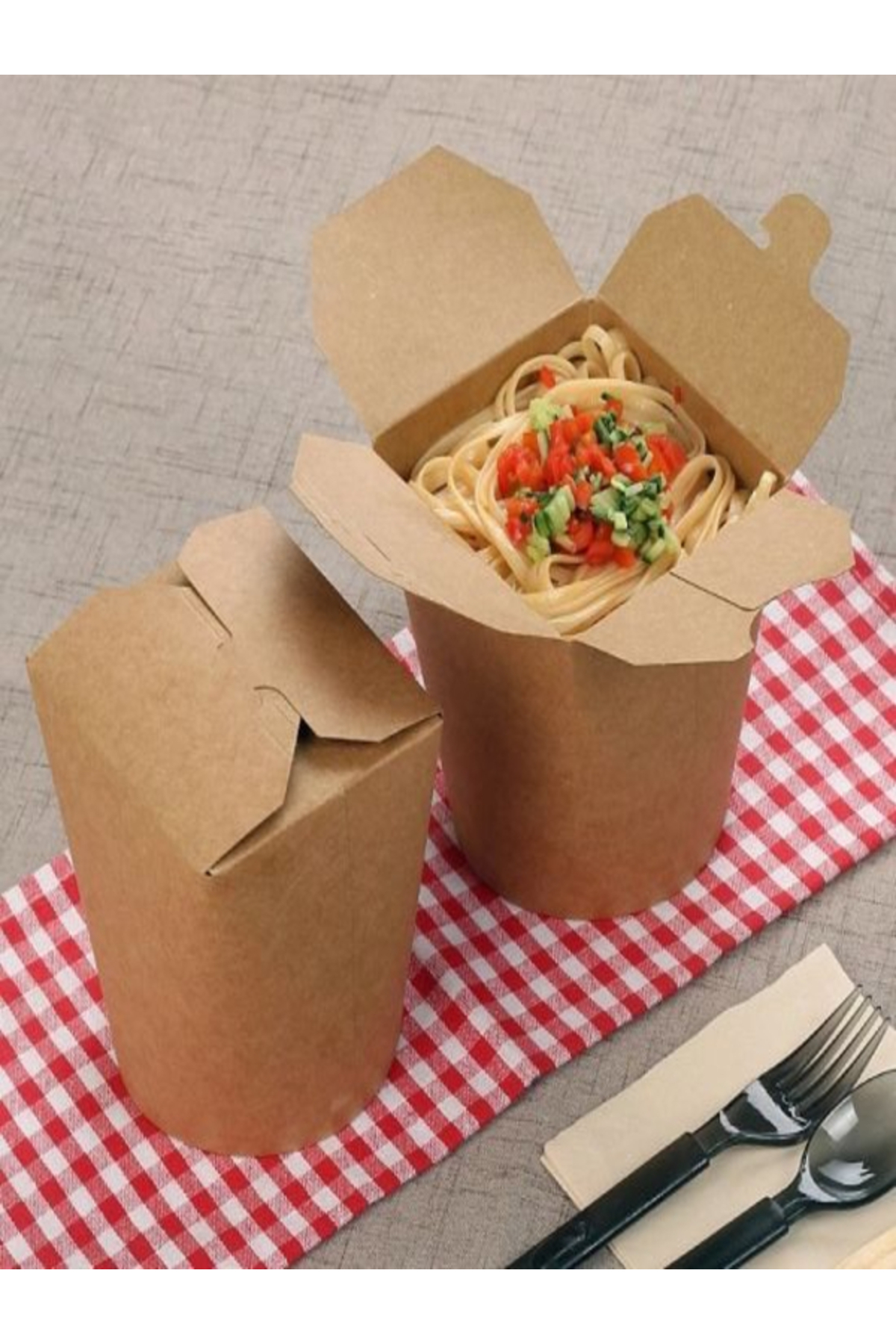 Yemek Kutusu Patates Cips Makarna Noodle Mantı Döner Box 26 Oz Kraft 50 Adetli - Görsel 5