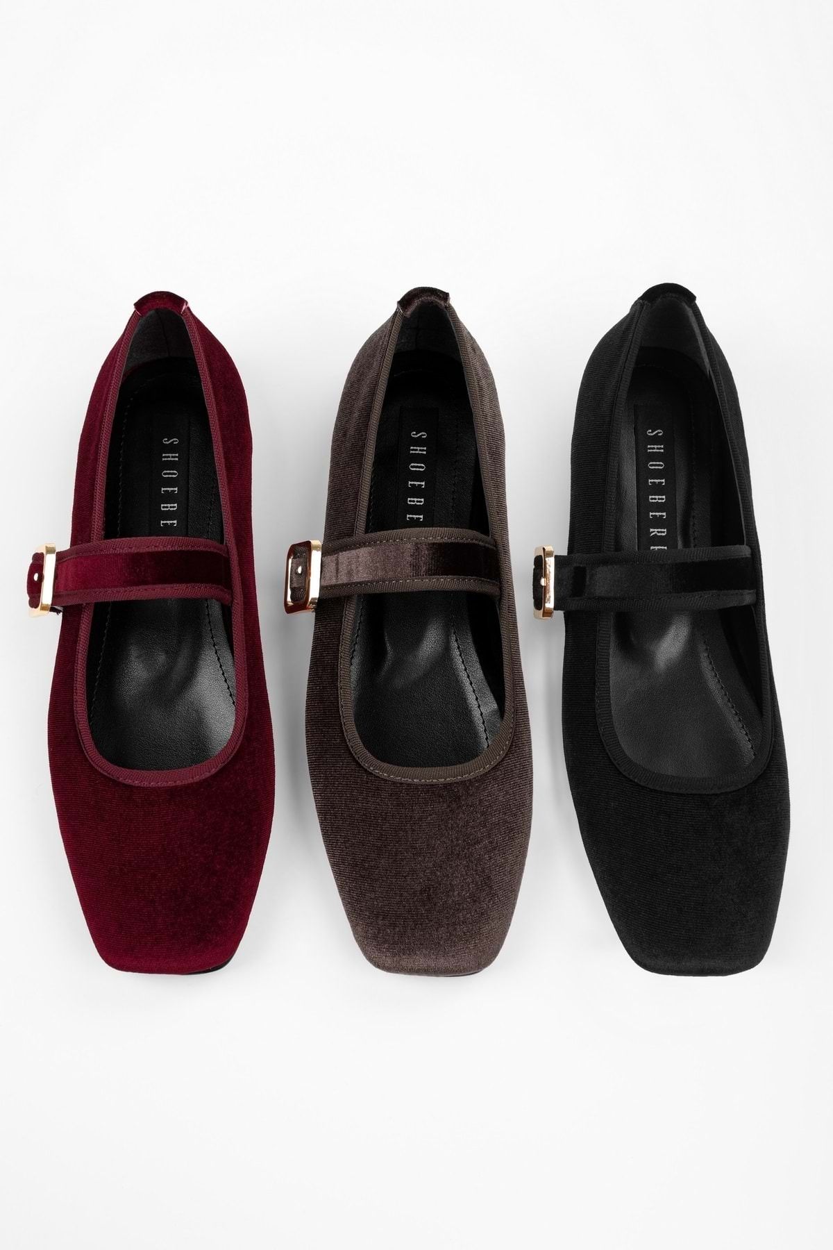 Shoeberry-حذاء باليه نسائي من Bobbi Burgundy Velvet Blunt Toe 6