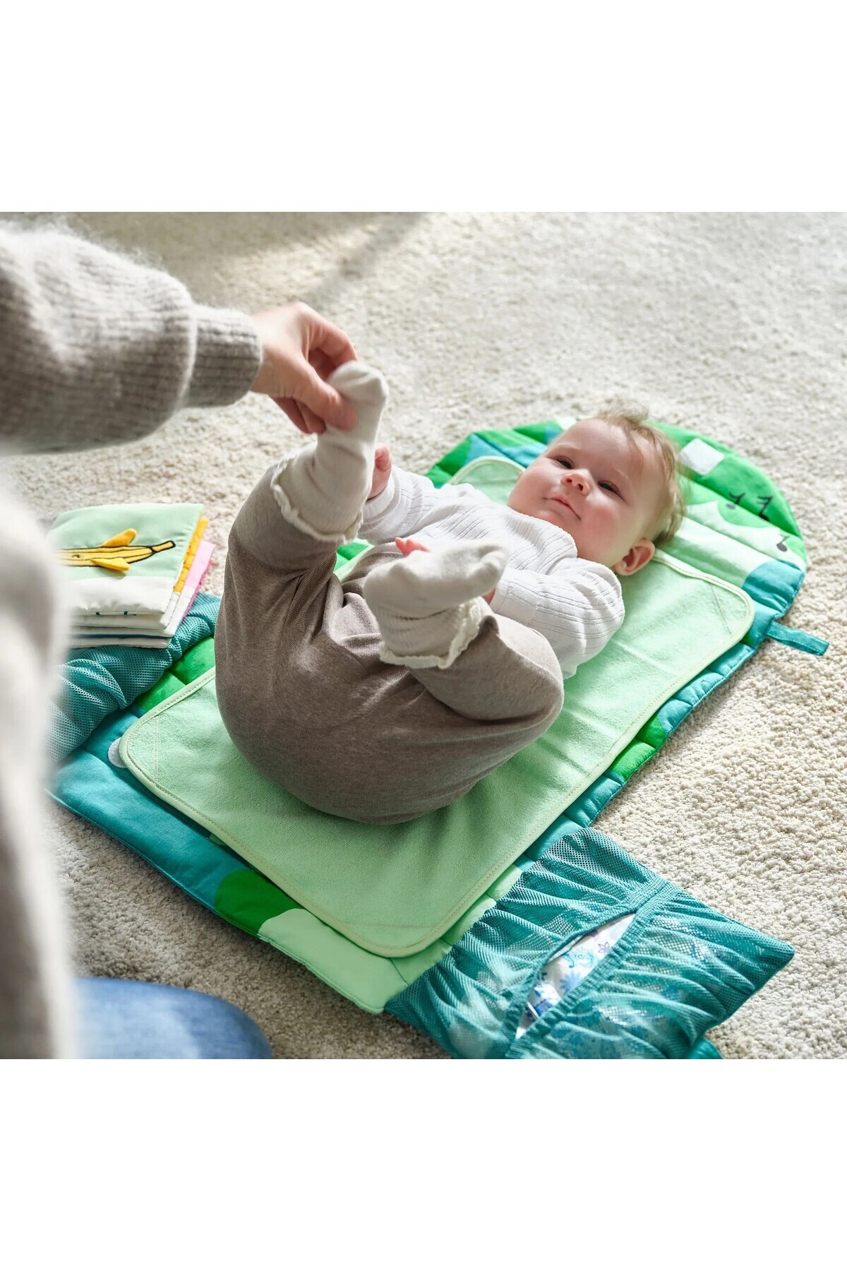 IKEA Katlanabilir Bebek Alt Değiştirme Pedi 70x35 Cm İkea Cepli Taşınabilir Alt Değiştirme Örtüsü Yeşil fotoğrafı 3 (önizleme)