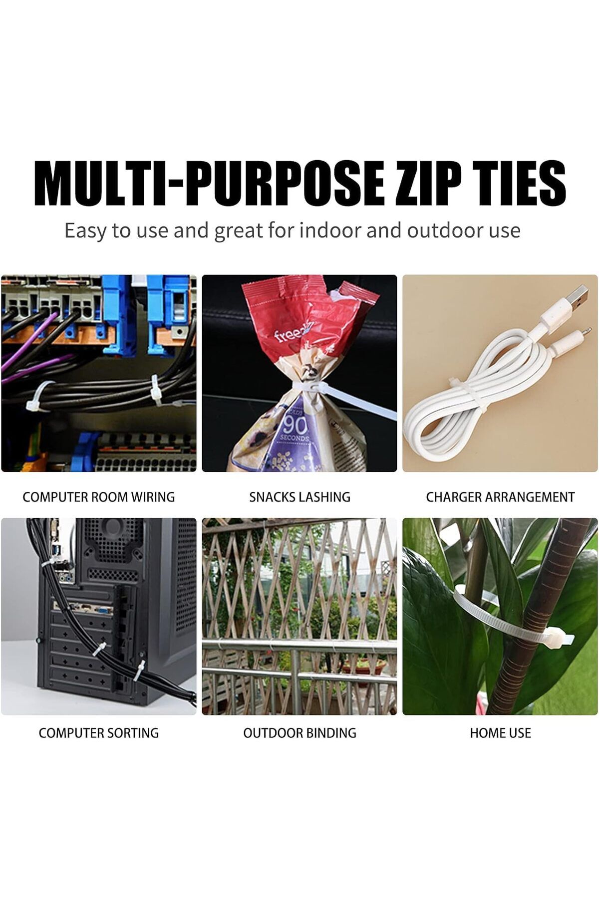 Generic-Cable Ties - Nylon - Self-Locking Fastening for Home, Office, Garage, Workshop (100 Pack) 5