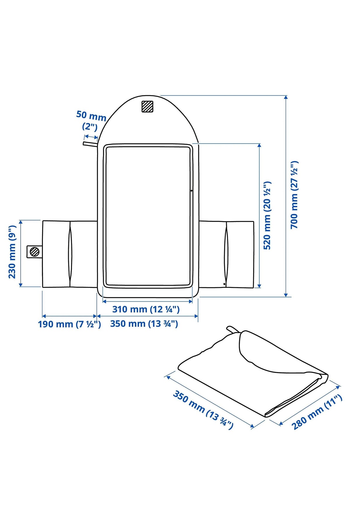 IKEA Katlanabilir Bebek Alt Değiştirme Pedi 70x35 Cm İkea Cepli Taşınabilir Alt Değiştirme Örtüsü Yeşil fotoğrafı 4 (önizleme)