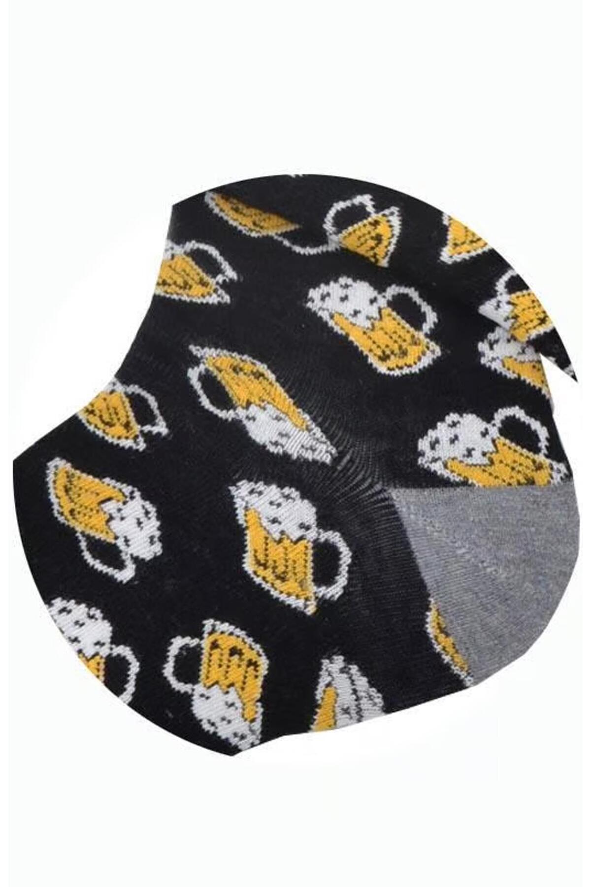 Flora-Men's Beer Mug Patterned Movable Socks Black - 41/44 4