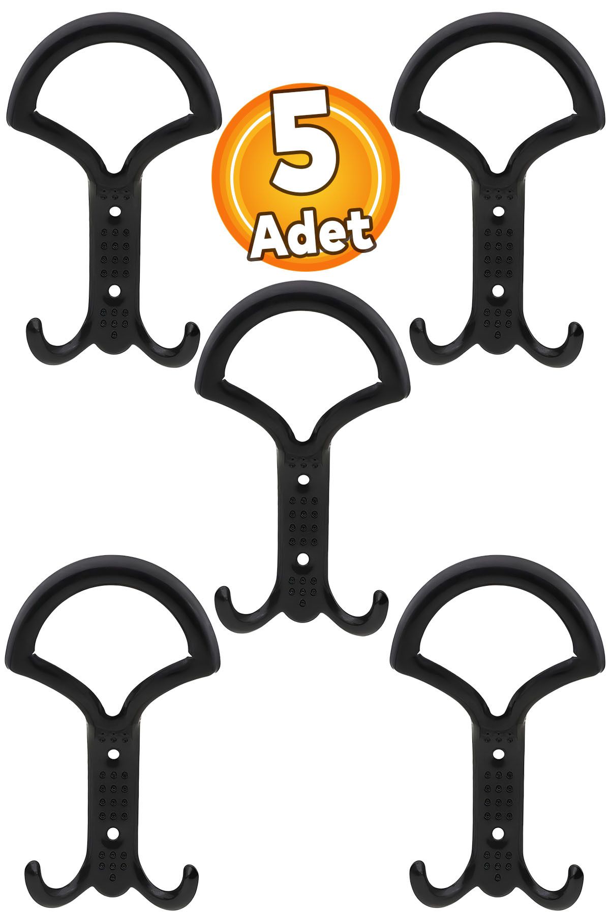 Badem10 (5 ADET) Noktalı Siyah Metal Portmanto Vestiyer Duvar Askısı Dolap Elbise Askılığı Askılık Askılığı