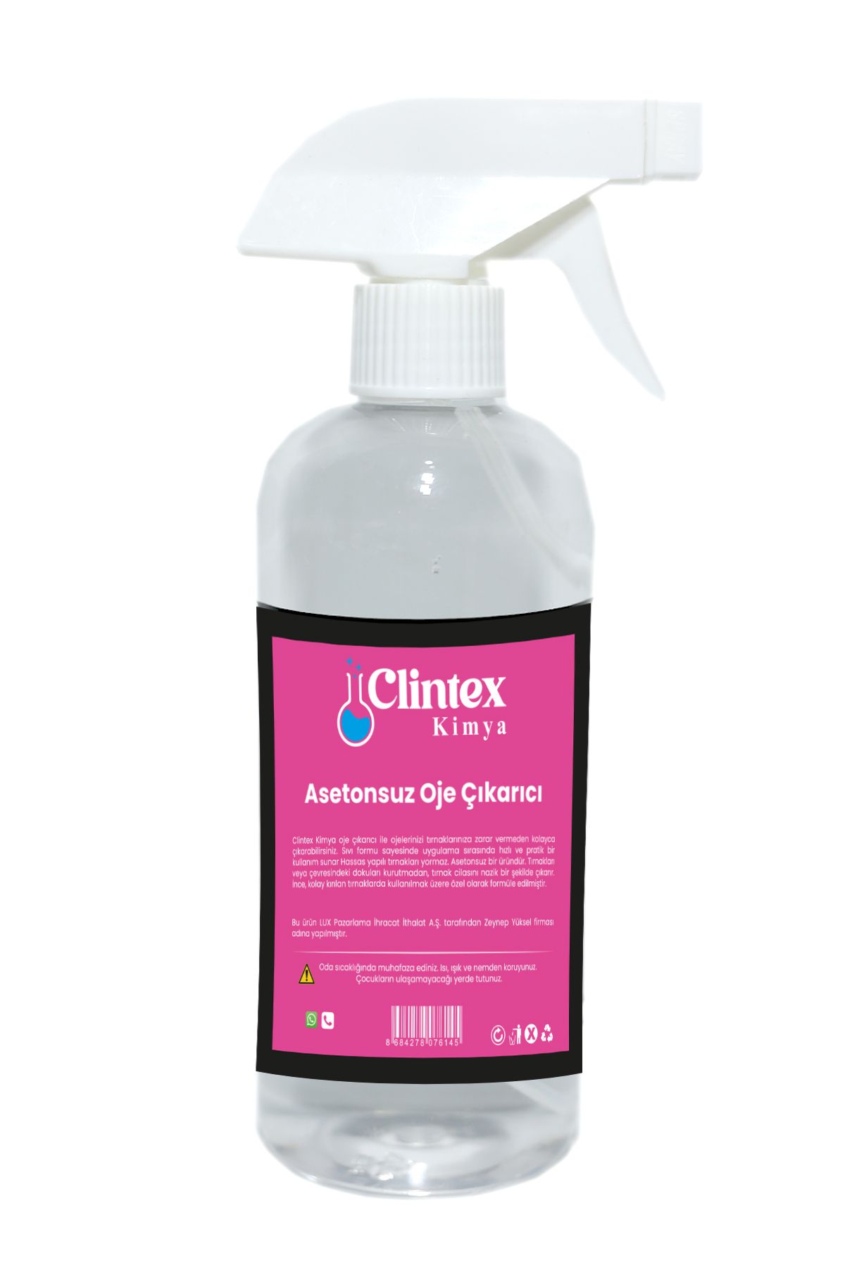 Clintex Kimya Spreyli Asetonsuz Oje Çıkarıcı 500 ML