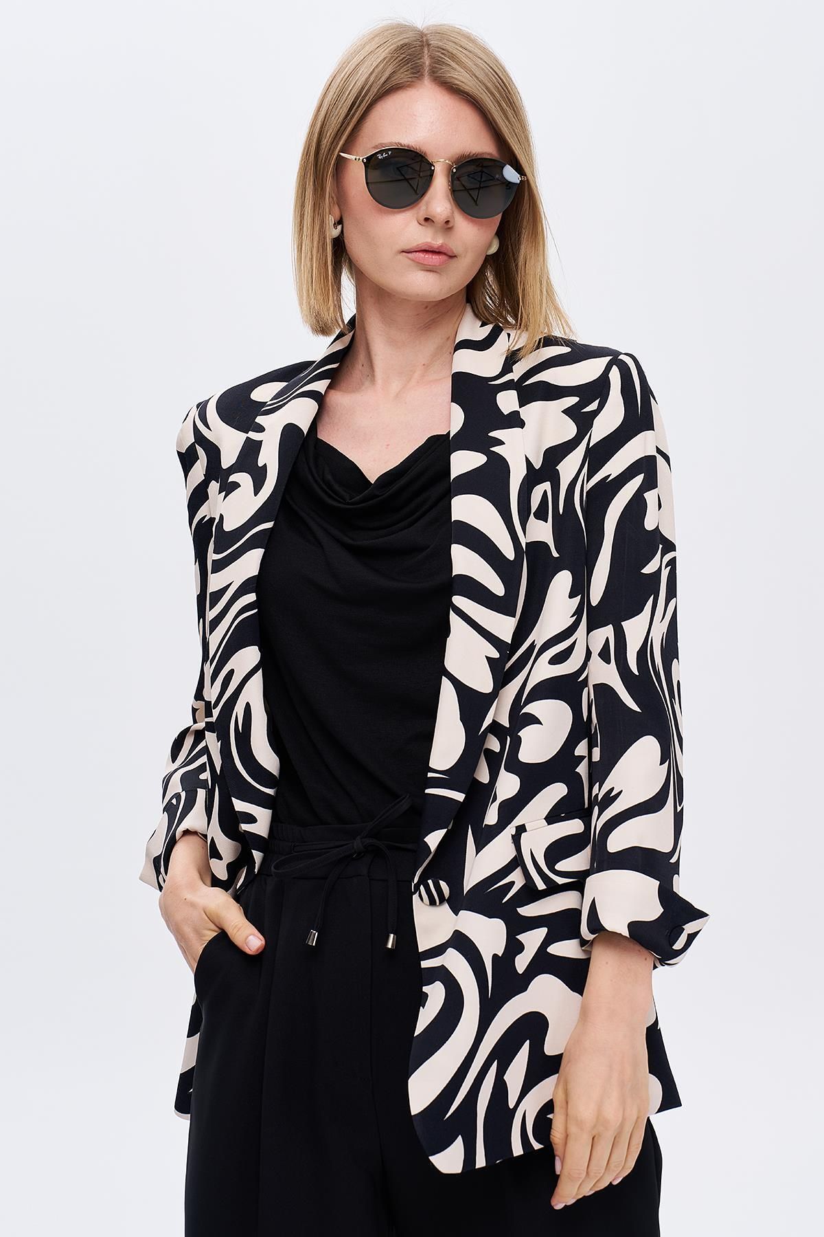 Journey-Relaxed Fit Jacket - Shawl Collar, Sleeve Top Slit and Button 4