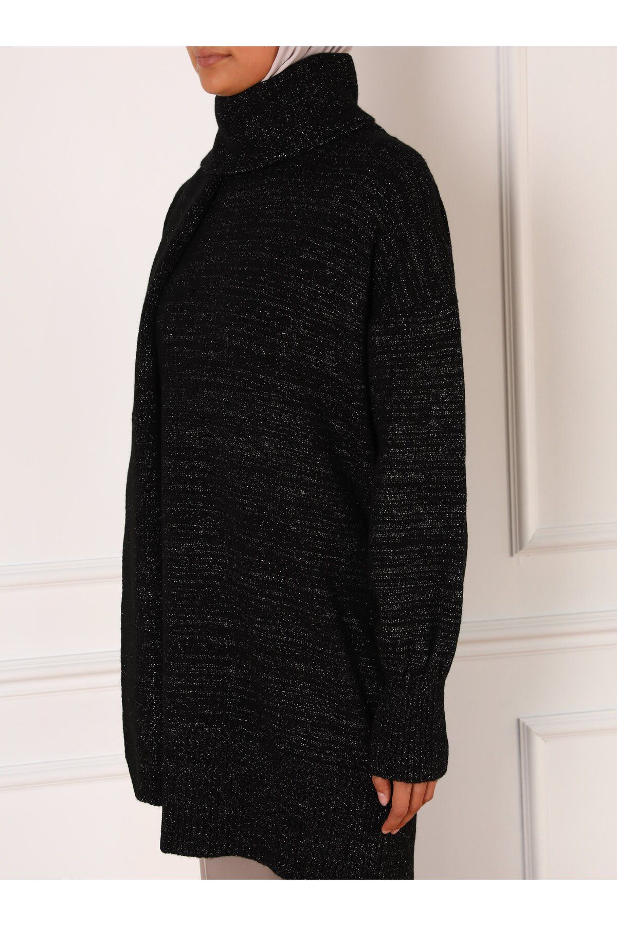 Refka-Refka - Turtleneck Μαύρο Ασημί Glitter Knitwear Tunic 4