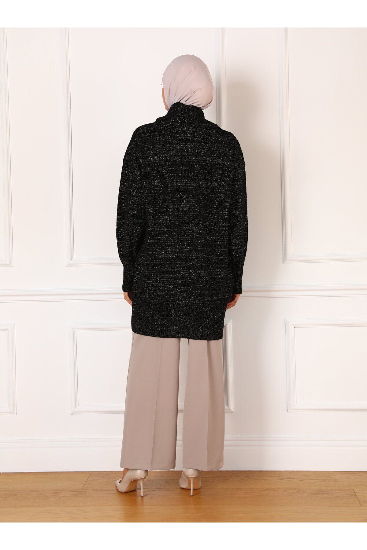 Refka-Refka - Turtleneck Μαύρο Ασημί Glitter Knitwear Tunic 5