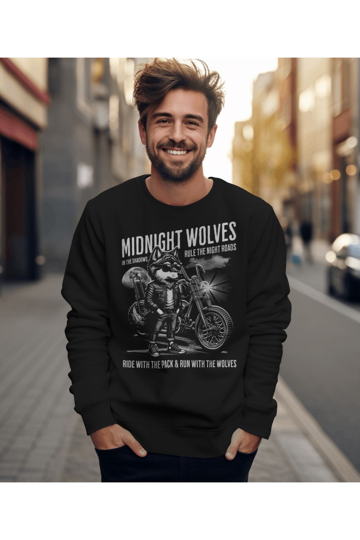 Cool Ride Kurt ve Chopper Kardeşlik Motosiklet Temalı Sweatshirt - Özel Tasarım Sınırlı Üretim