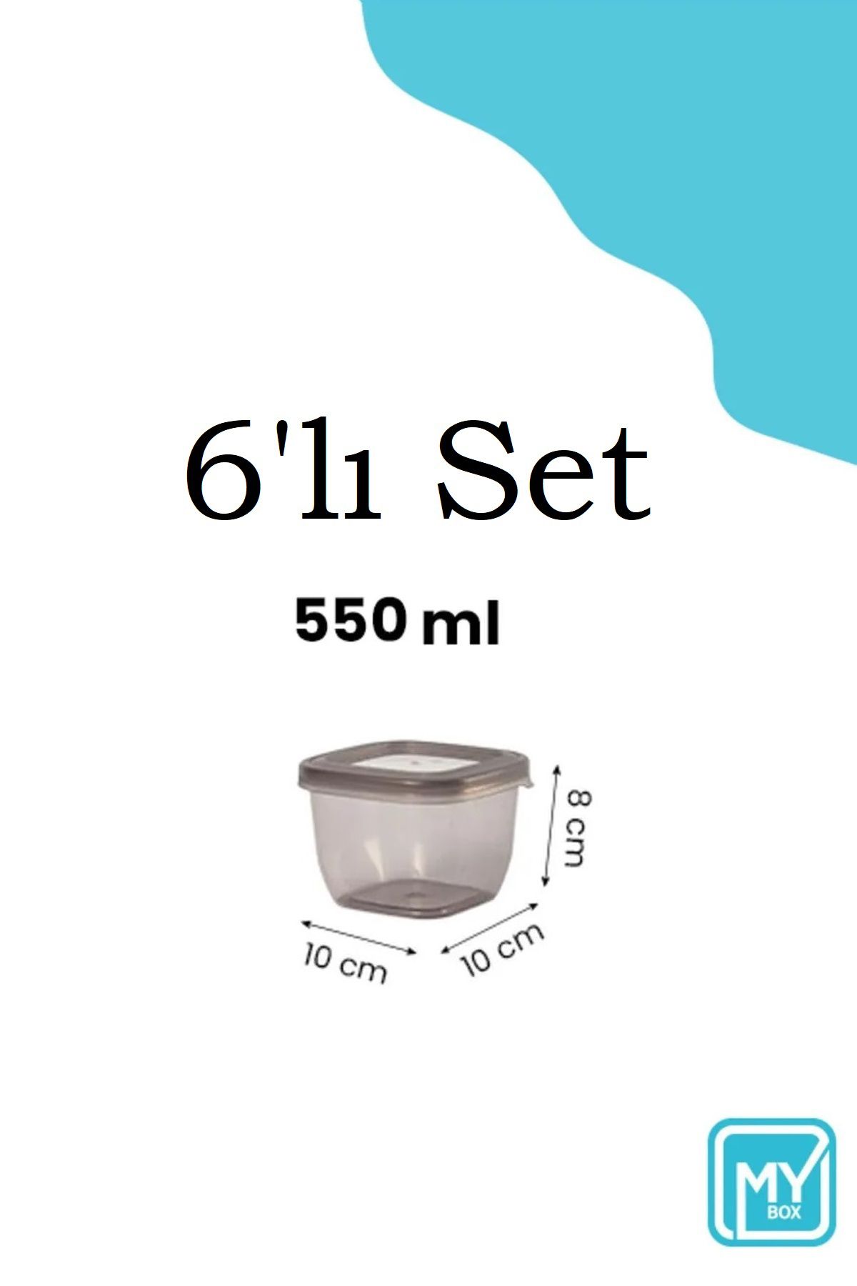 MYBOX-6-Piece Square Spice Rack Storage Container - Storage Box for Food, Snacks and Nuts with Leakproof Lid 6X550 ml 5