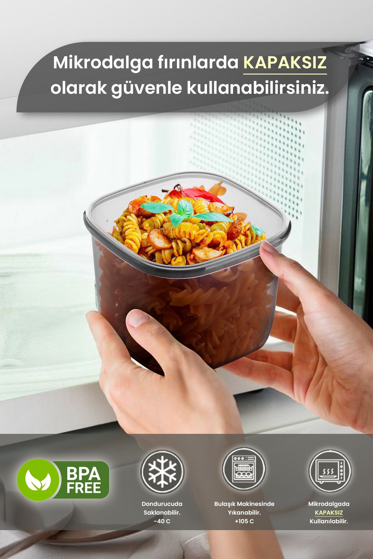 MYBOX-6-Piece Square Spice Rack Storage Container - Storage Box for Food, Snacks and Nuts with Leakproof Lid 6X550 ml 3