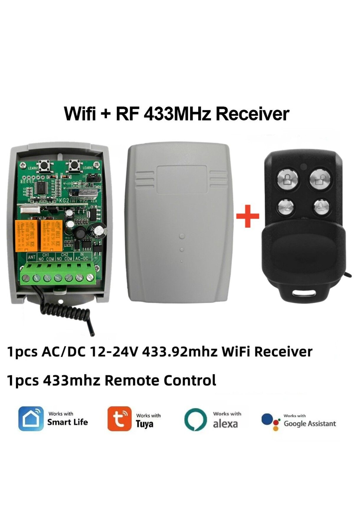 KUANGZIPENG-Receiver and Remote Tuya WIFI Garage Door Opener Gate Receiver 2ch 433mhz 433.92mhz Universal Fixed 1