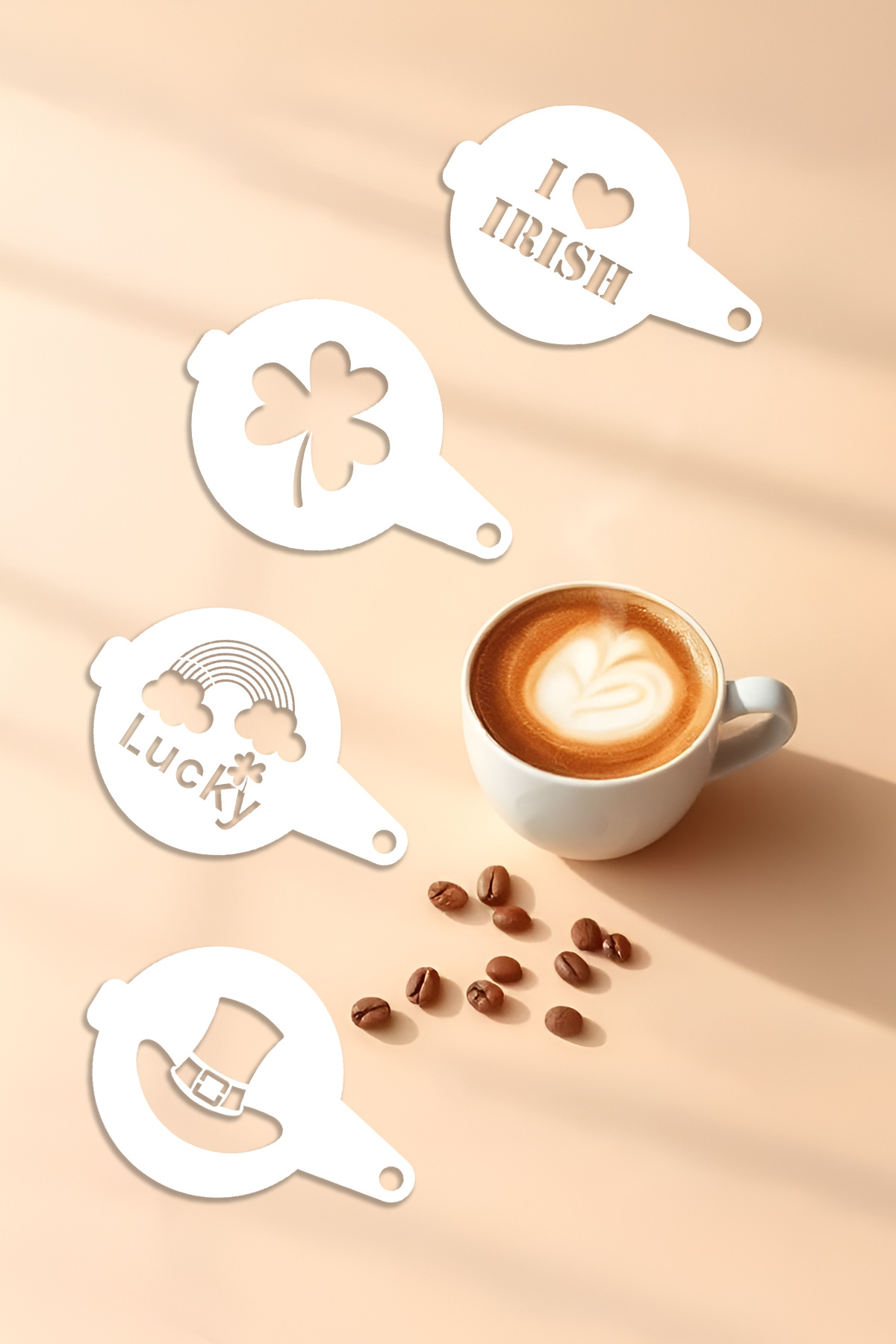 oalpo-Coffee Stencil, Coffee Decorating Set, Dessert Decorating Set, Set of 4 3