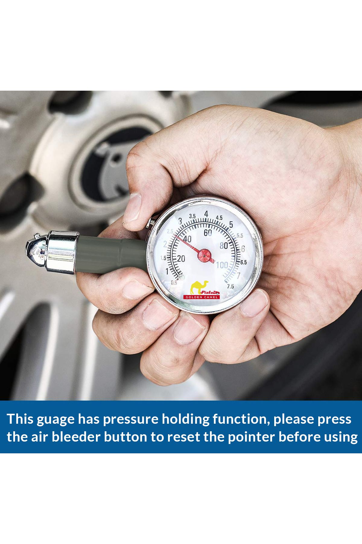 Golden camel-Analog Tire Pressure Gauge with Air Bleeder Button and Storage Case 4