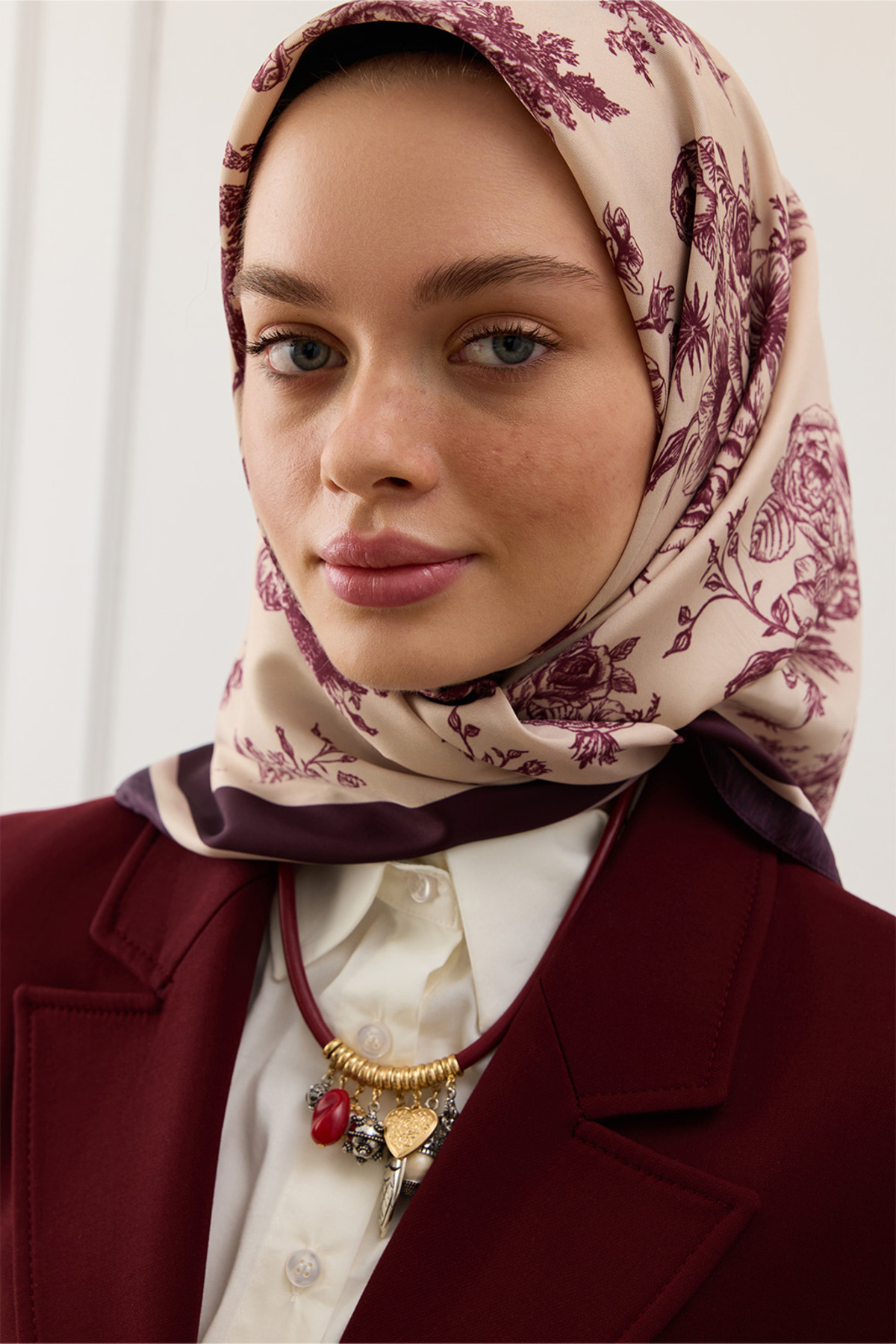 Qef-Twill Silk Scarf - Eva Burgundy 3
