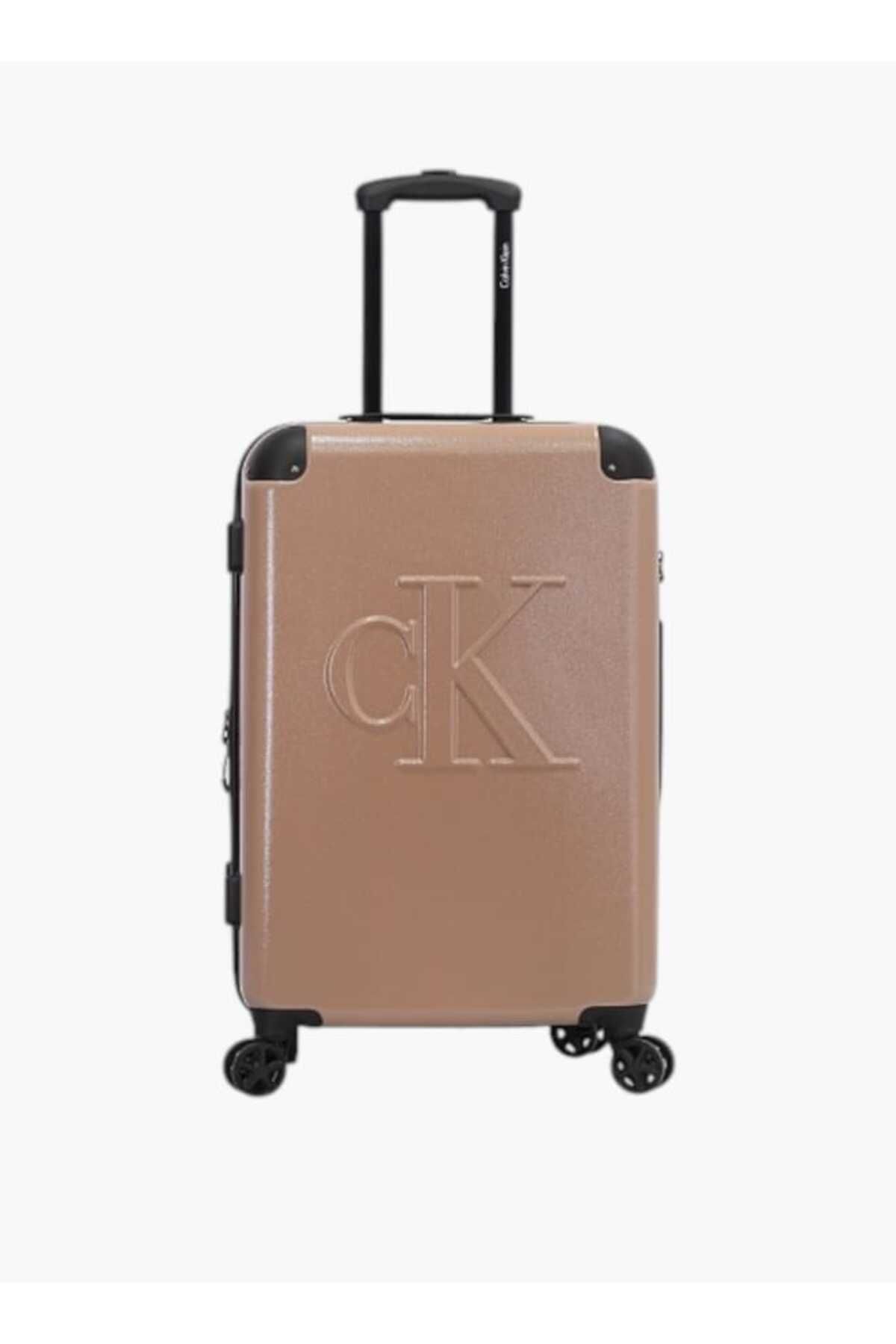 Calvin Klein-Logo Embossed Hardcase Trolley Bag with Retractable Handle _28-L - Check-In 1