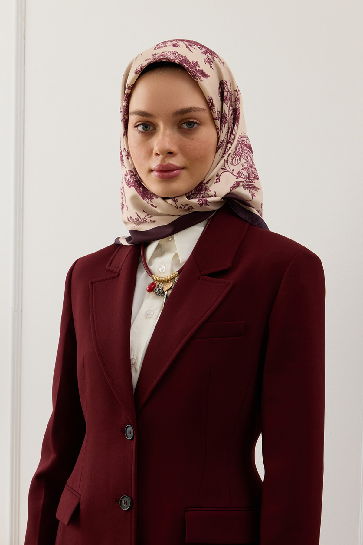 Qef-Twill Silk Scarf - Eva Burgundy 5