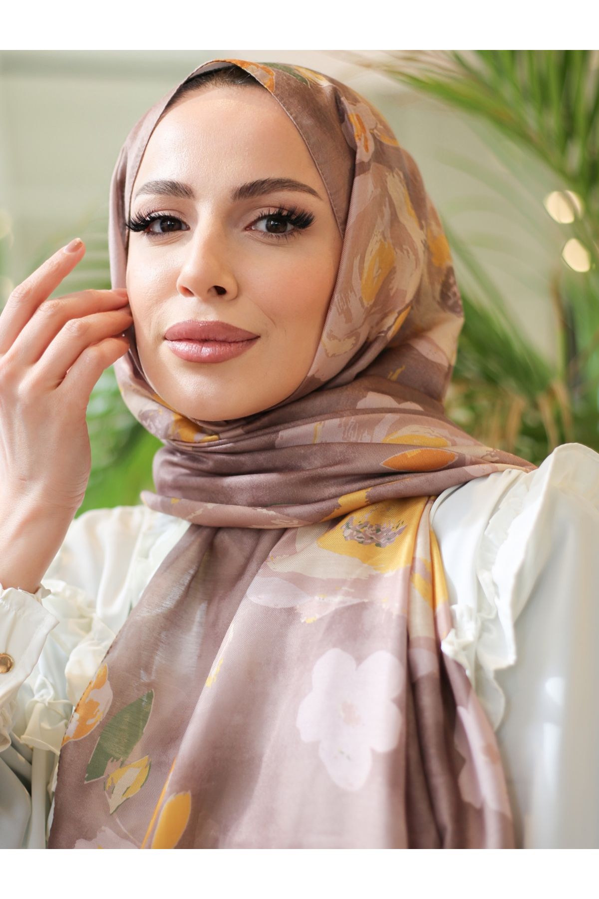 efdal şal eşarp-Rosa Pattern Imported Cotton Shawl 4