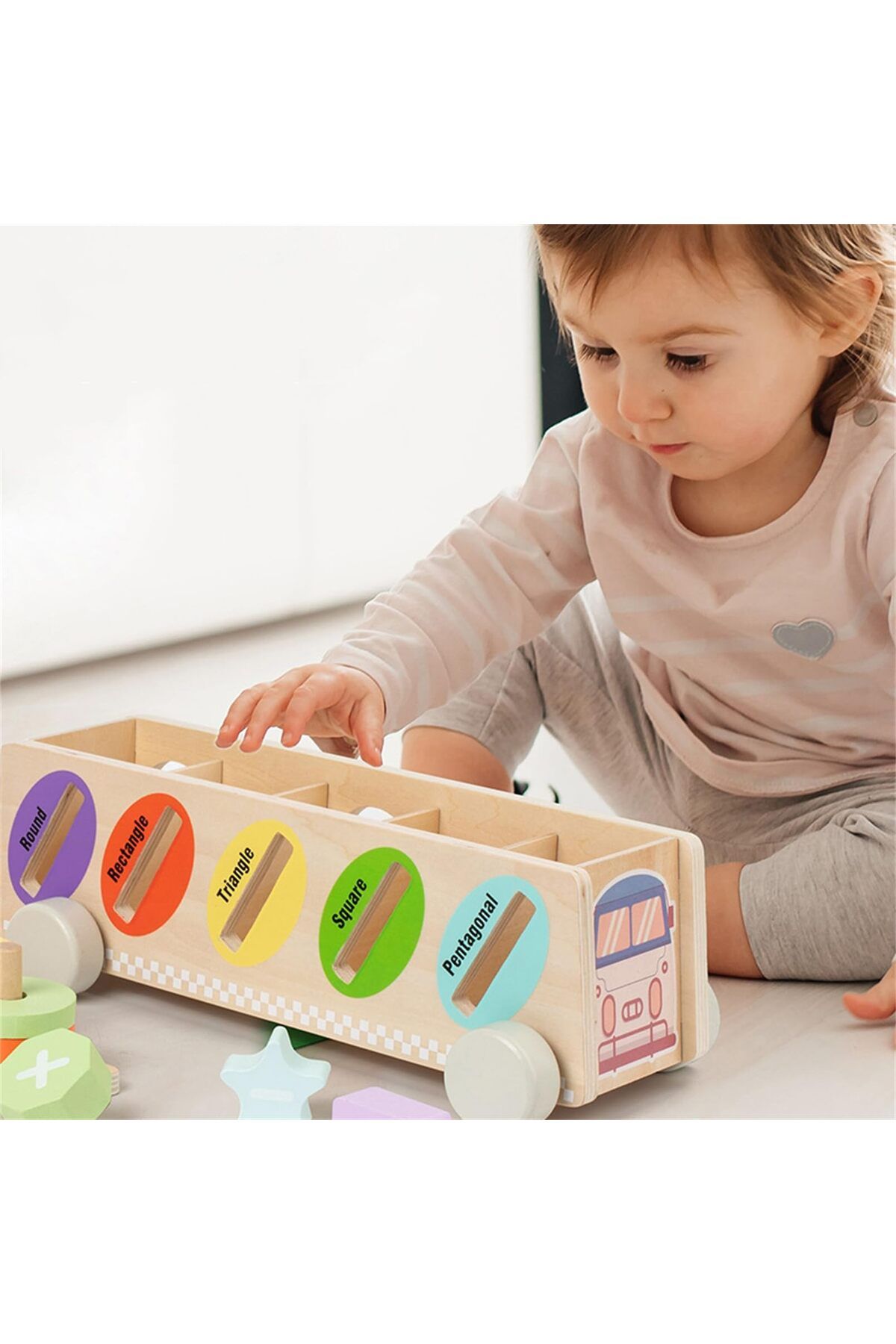 AM ANNA-Montessori Toys Wooden Color & Shape Sorting Learning Matching Box 2