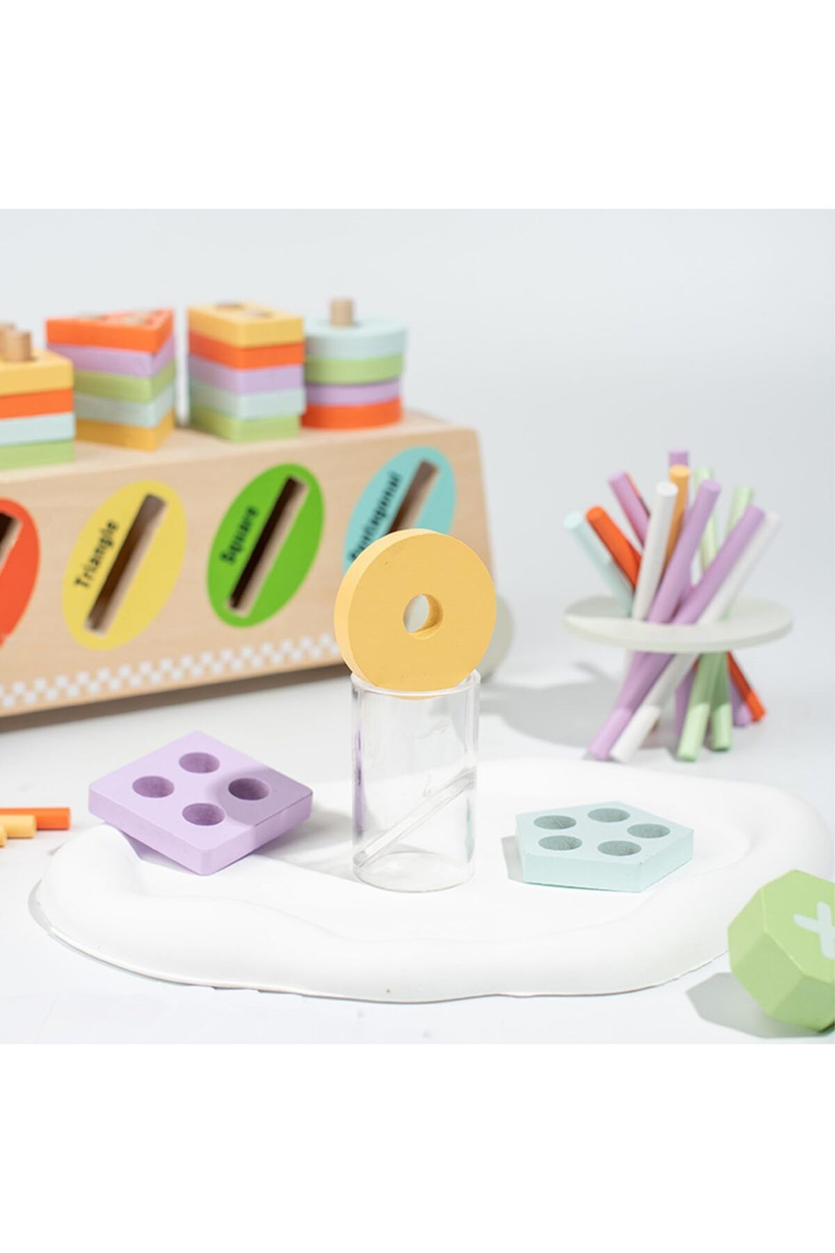 AM ANNA-Montessori Toys Wooden Color & Shape Sorting Learning Matching Box 7