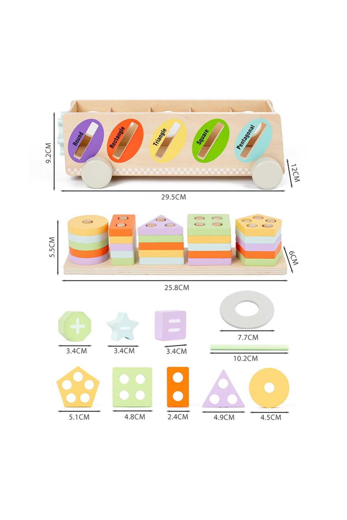 AM ANNA-Montessori Toys Wooden Color & Shape Sorting Learning Matching Box 6