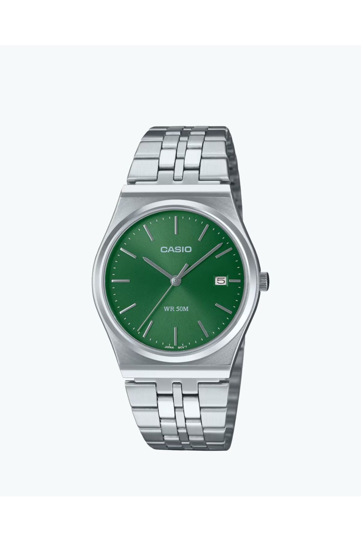 Casio-Casio Men's Analog Quartz Watch with Green Dial and Stainless Steel Strap MTP-B145D-3AVDF 1