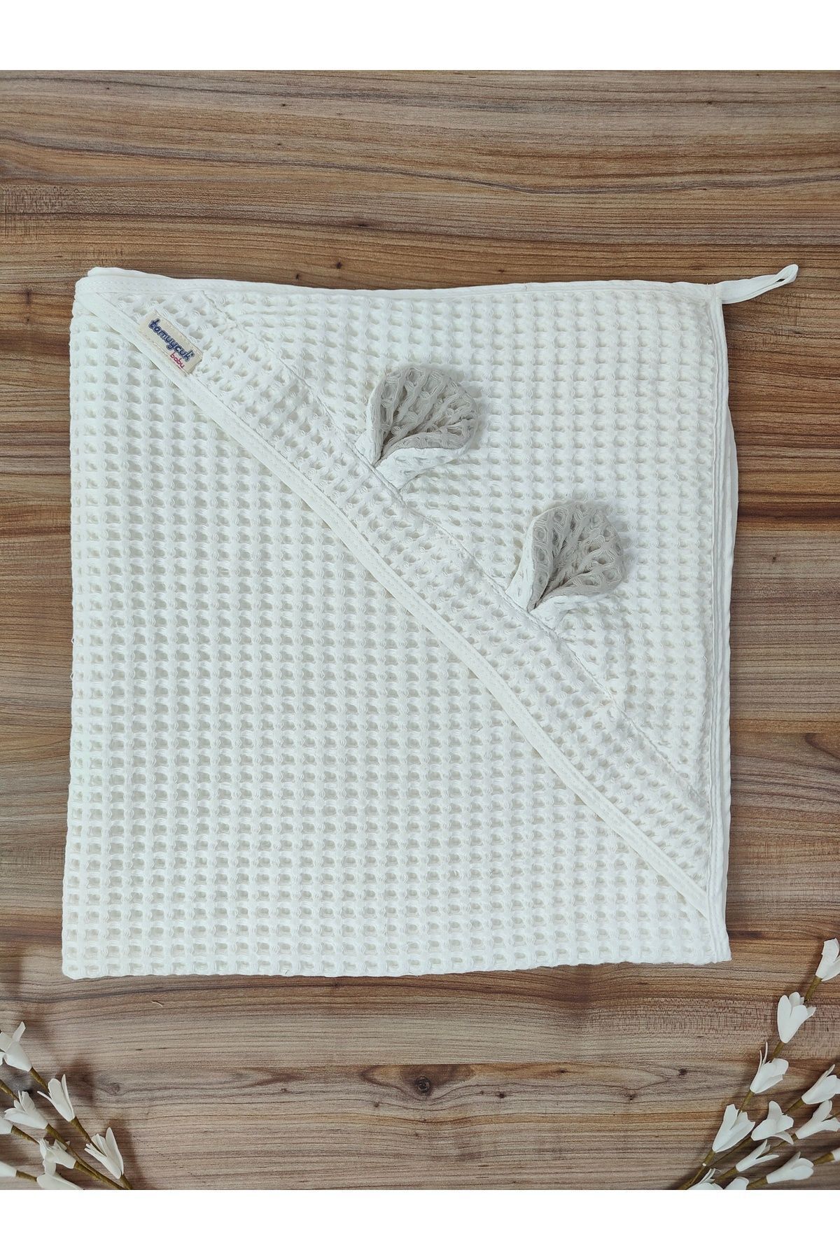 Tomuycuk %100 Pamuklu Başlıklı Kulaklı Pike Bebek Battaniyesi – Çift Taraflı Mevsimlik Uyku Ve Havlu Örtü fotoğrafı 5 (önizleme)