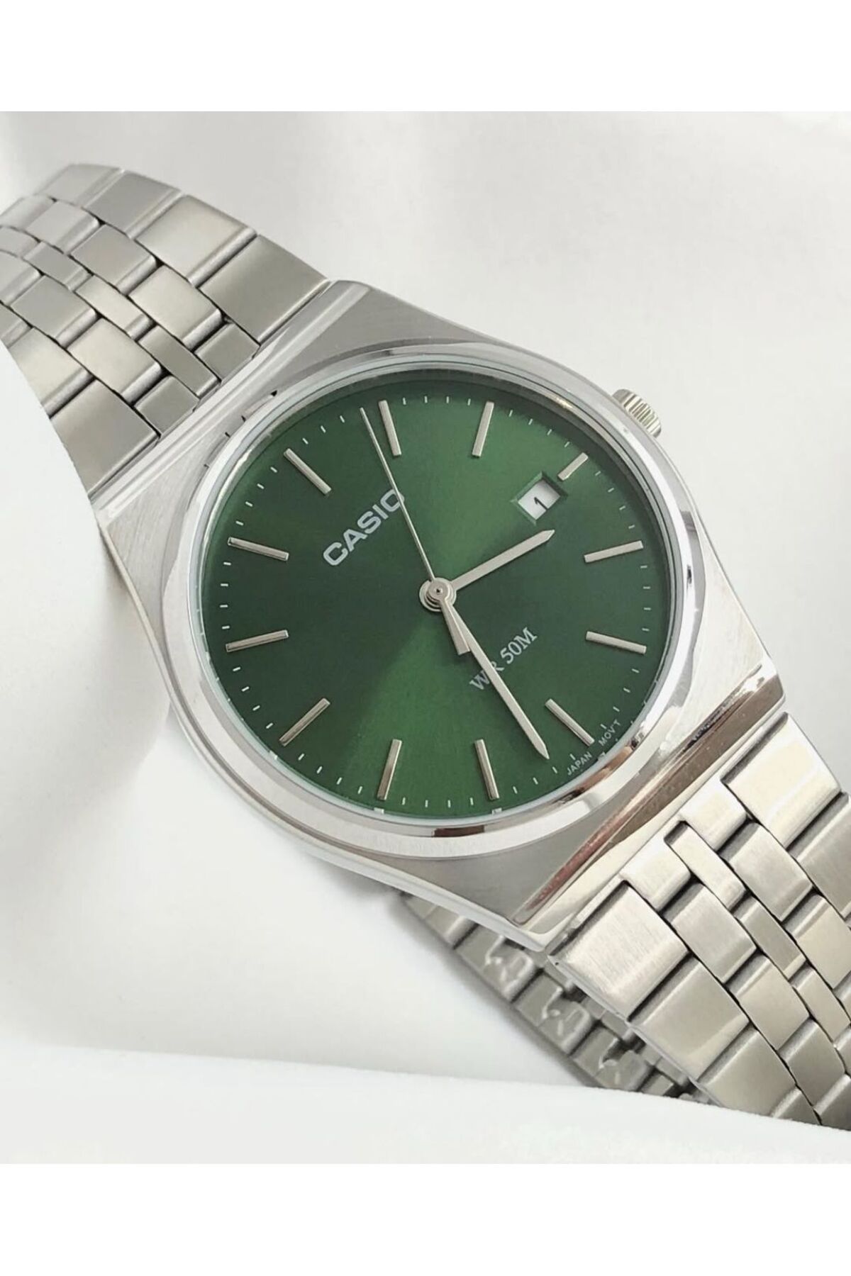 Casio-Casio Men's Analog Quartz Watch with Green Dial and Stainless Steel Strap MTP-B145D-3AVDF 3