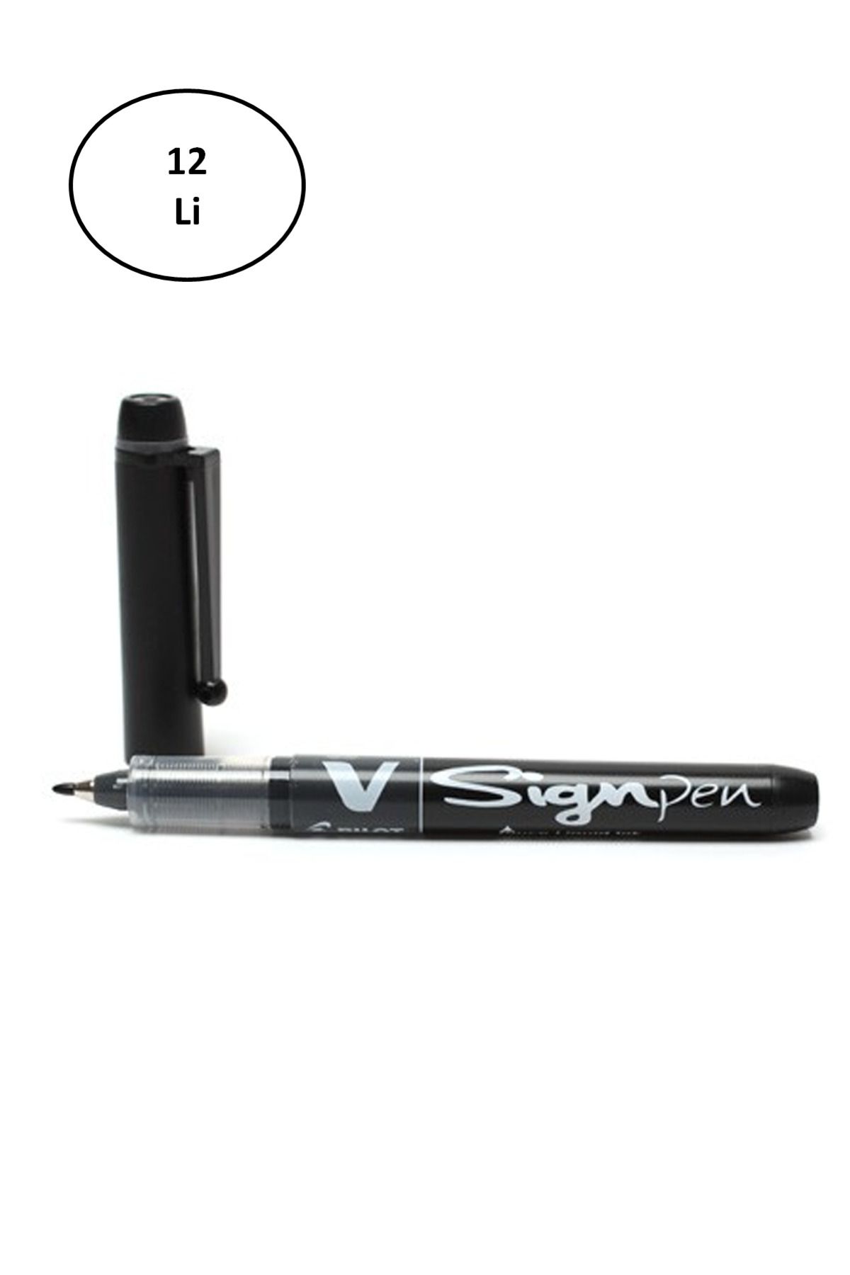 Alray Pilot Kalem V-Signpen İmza Kalemi Siyah 12'li