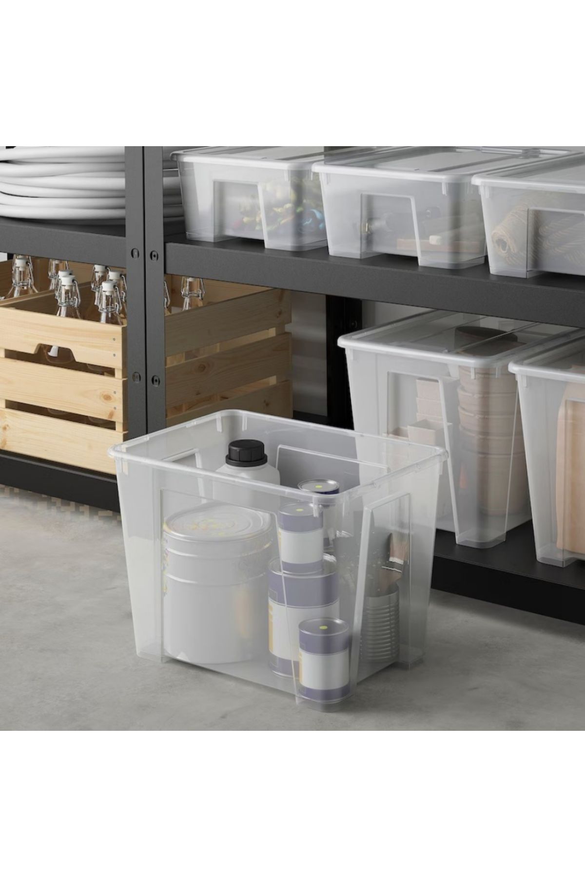 IKEA-SAMLA Box with Lid, Transparent, 39x28x28 cm, 22L – Durable Storage Solution 6