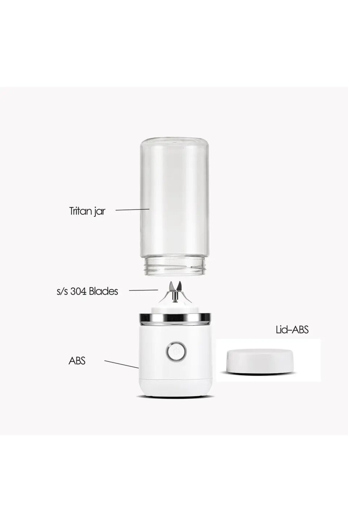 STARCREST-Mini Blender Portabil STARCREST SB-GN04WH, Auto-curatare, 380ml, 4 Lame 3D, Putere 18.000 rpm, Alb 4