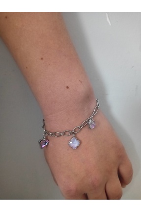 BeHaÇ Çelik Mor Hologramlı Özel Tasarım Charm Bileklik