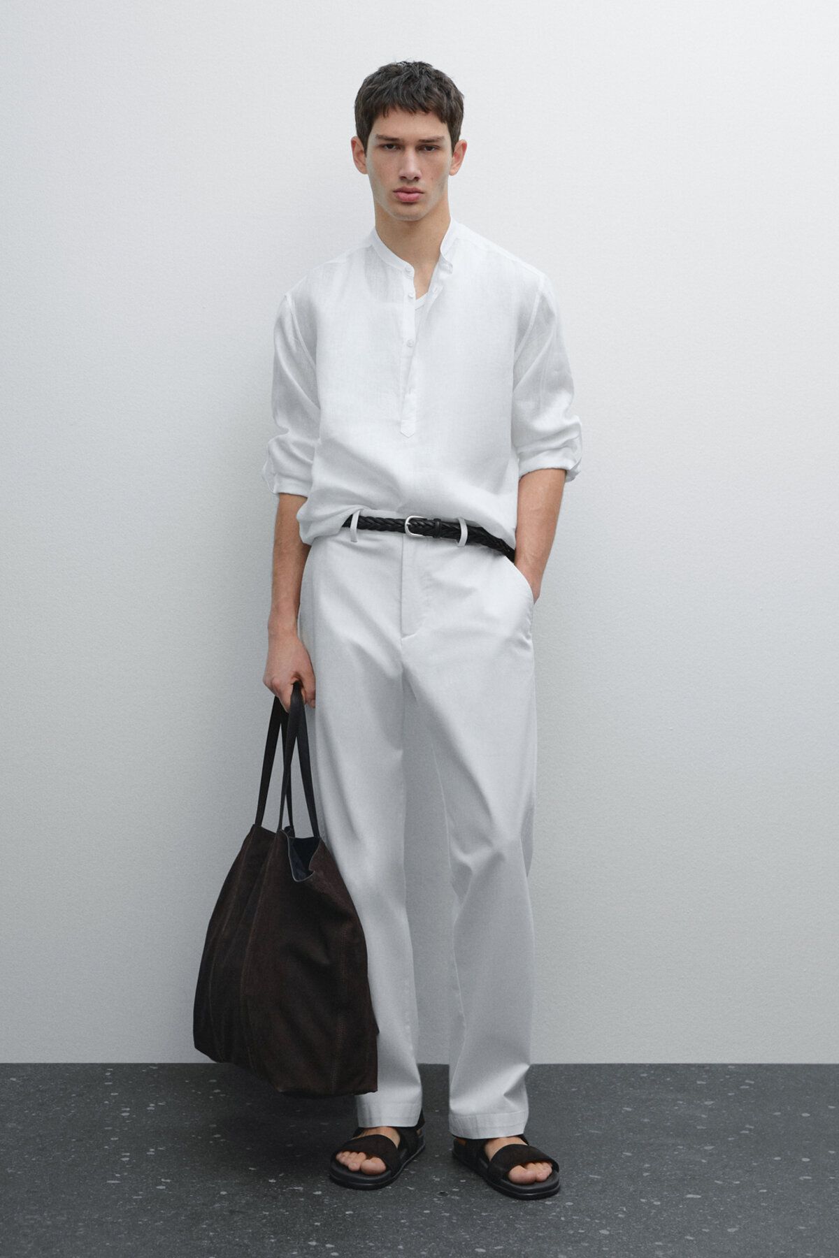 پیراهن یقه خدمه 100٪ کتان Massimo Dutti
