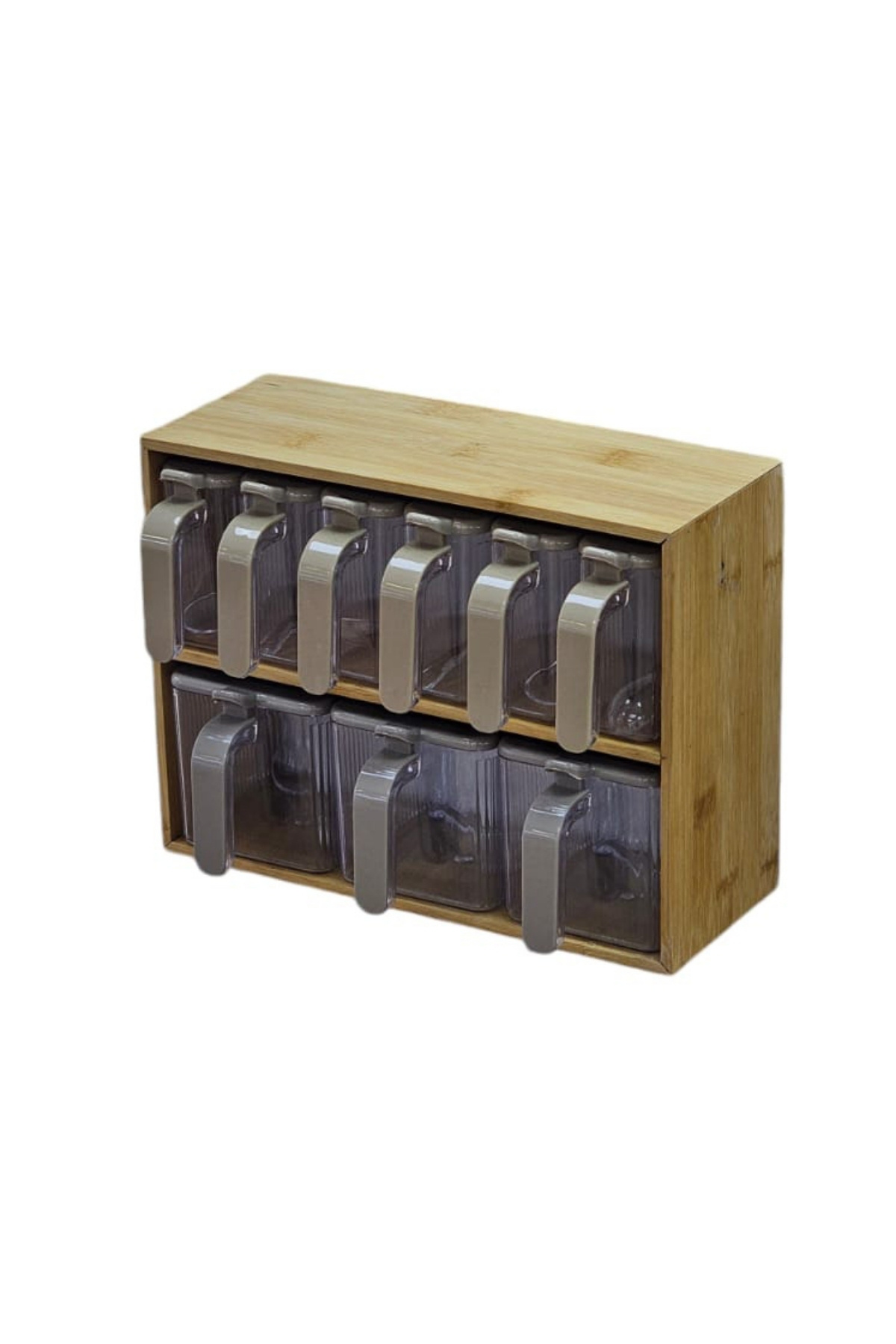 EVLE-9-Piece Spice Rack Set with Bamboo Stand 19 Pieces Practical Storage Container with Spoon 3