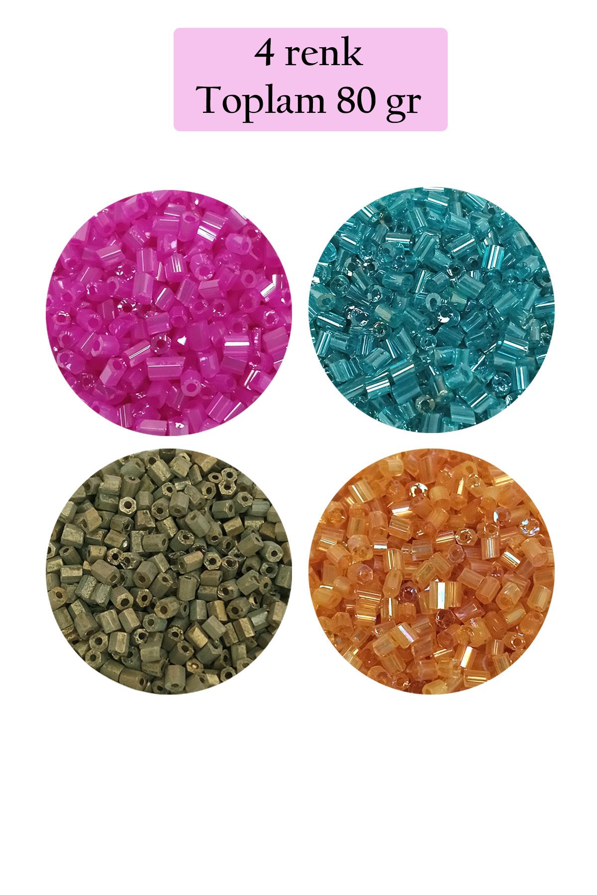 Easy Tedarik Kesme Cam Boncuk 2mm - 4 Renk - Toplam 80 Gram - BNC438