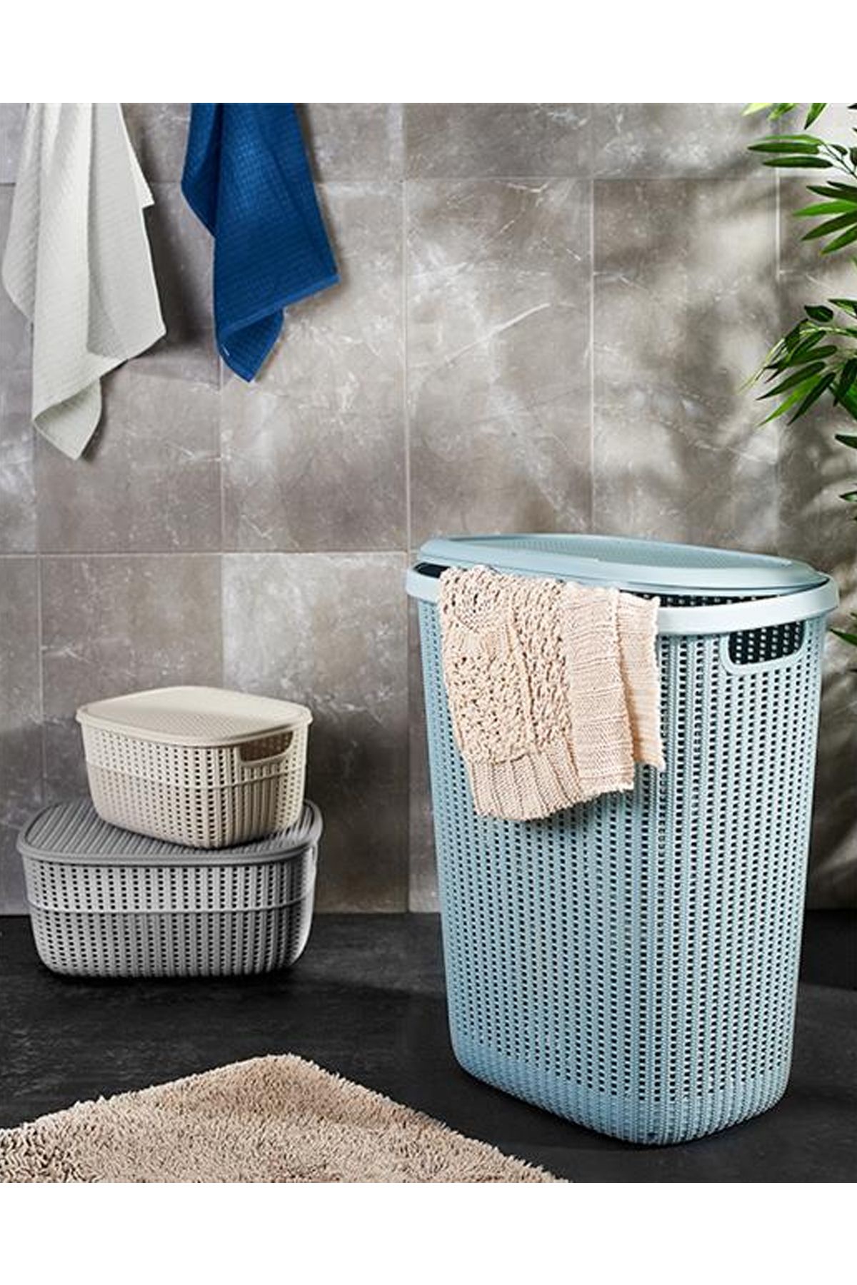 Nurum E Tİcaret Gondol G654 Knitty Örgü Çamaşır Sepeti 57 lt