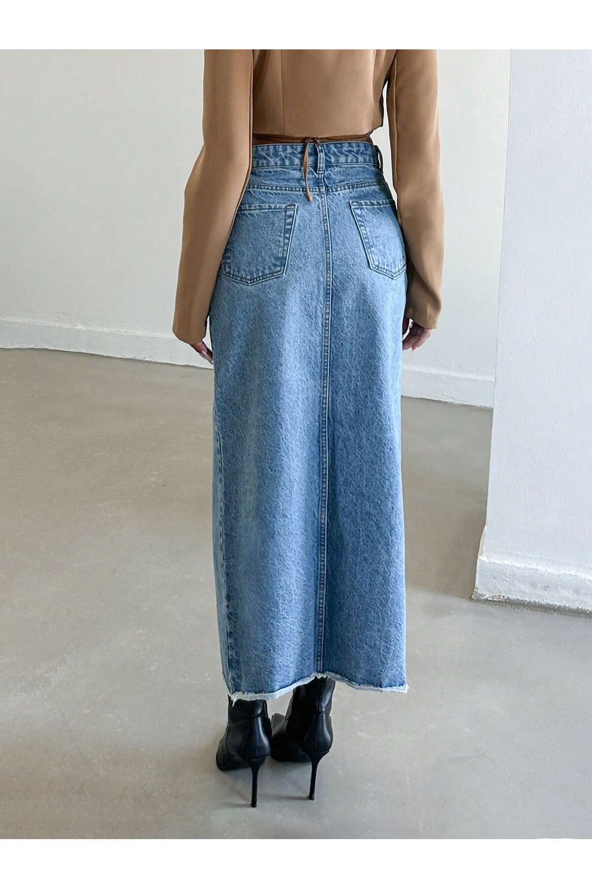Dema-Fusta lungă din denim, 100% bumbac, cu fante 5