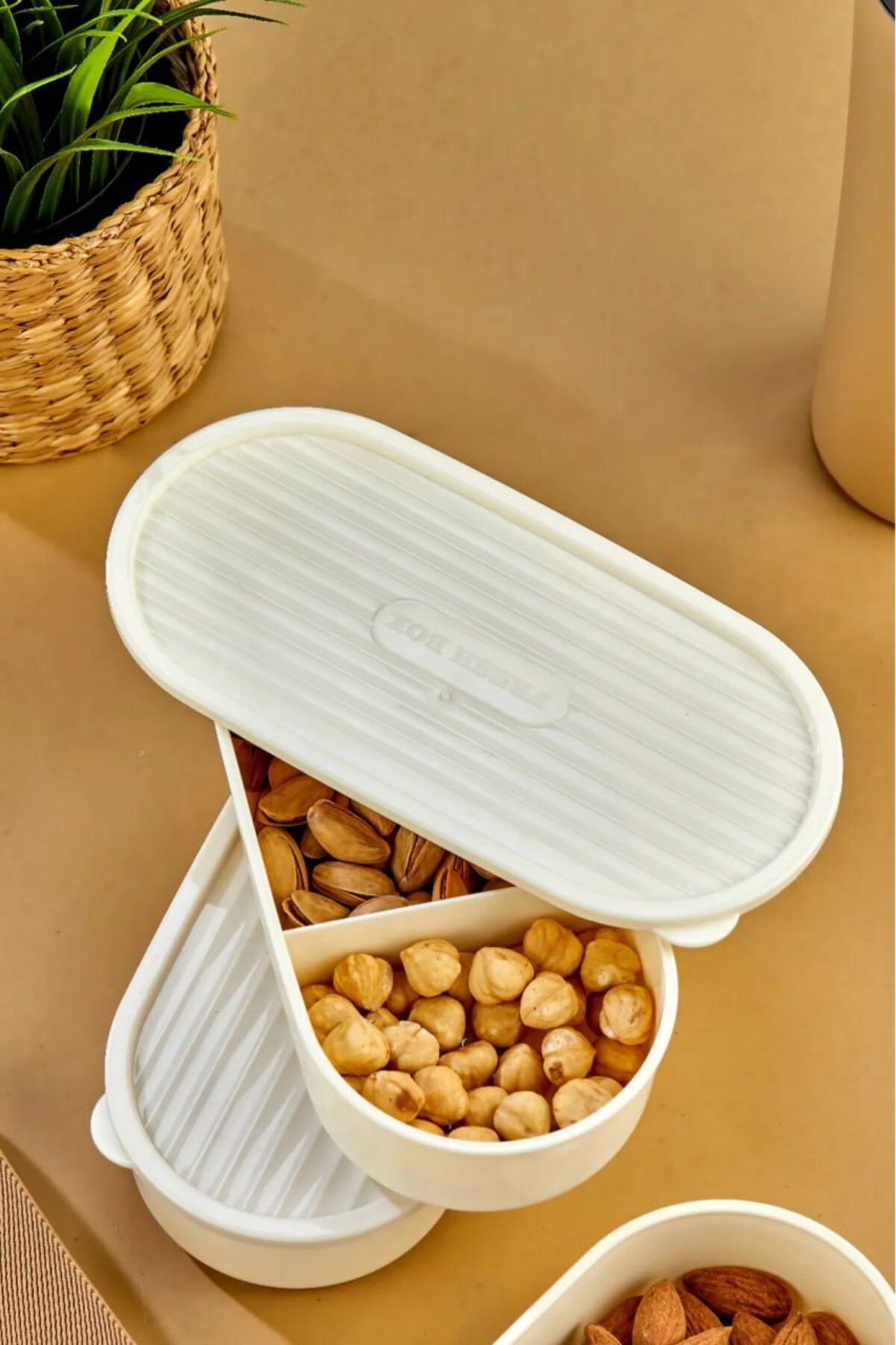 Anadolu Saray-3Pcs Stackable Practical with Elastic Band Wooden Lid Storage Container Set Lid Storage Container 4