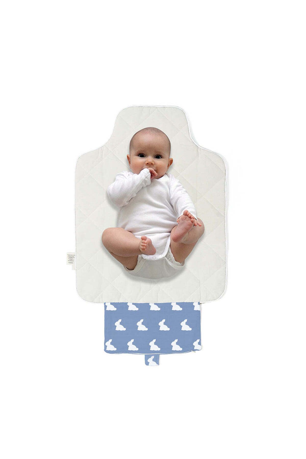 DEUX LAPINS-Practical Foldable Changing Mat with 100% Cotton Bag - Mono Lapin Royal Blue 4