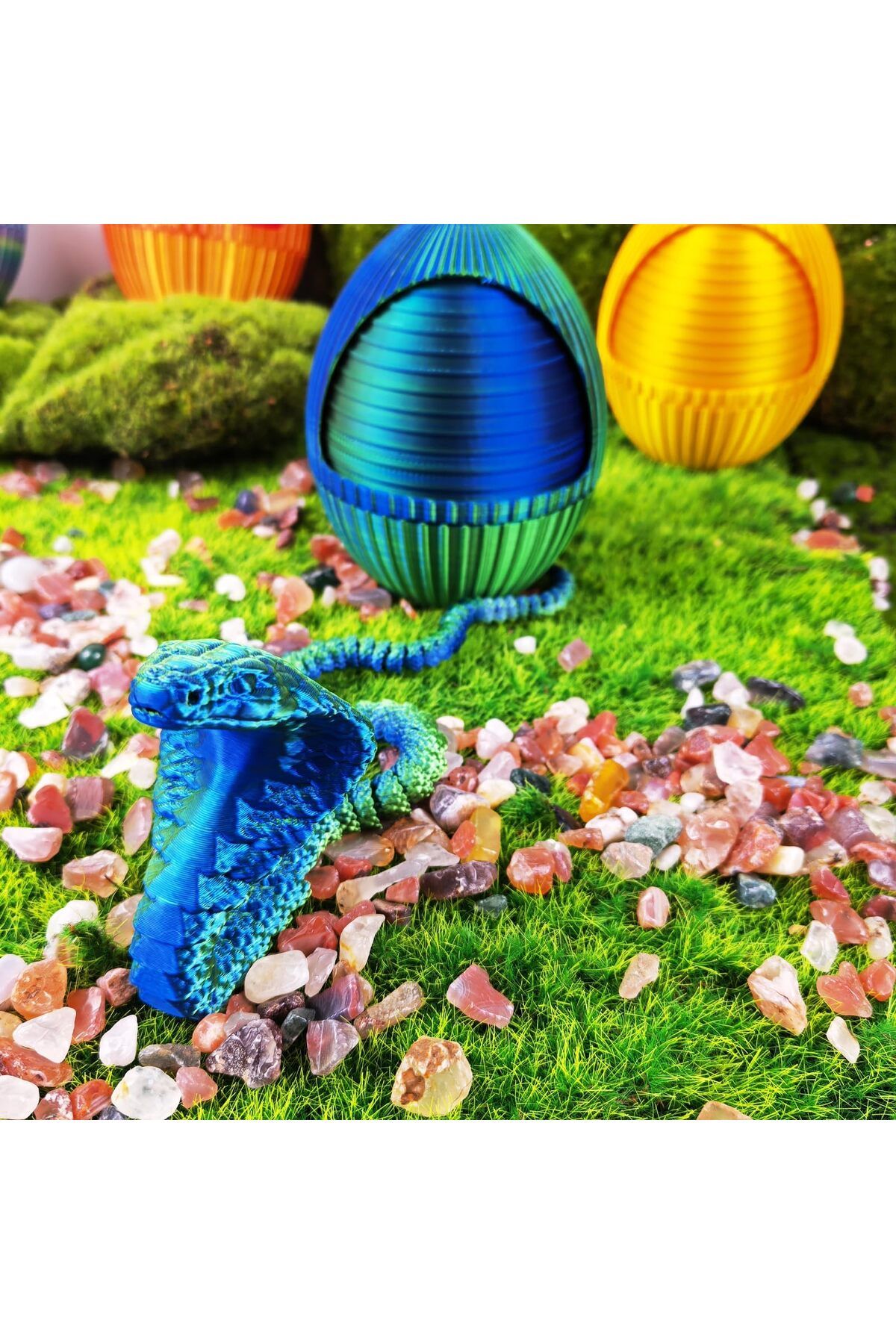 KASTWAVE-3D Printed Snake Eggs, 3D Crystal Snake with 3D Printed Snake Inside, Printed Fidget Animals 5