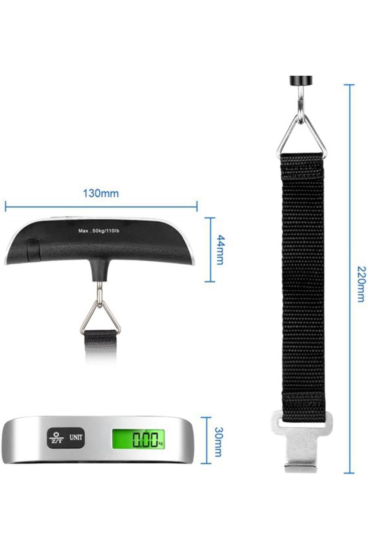 Generic-Digital Hanging Luggage Scale - Portable Handheld Travel Scale with LCD Display and 50kg/110lb Capacity 2