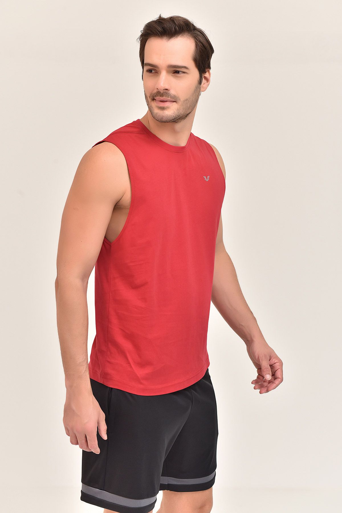 bilcee-Men's Claret Red Undershirt - Printed Back, Zero Arm, for Training and Running 1622 3