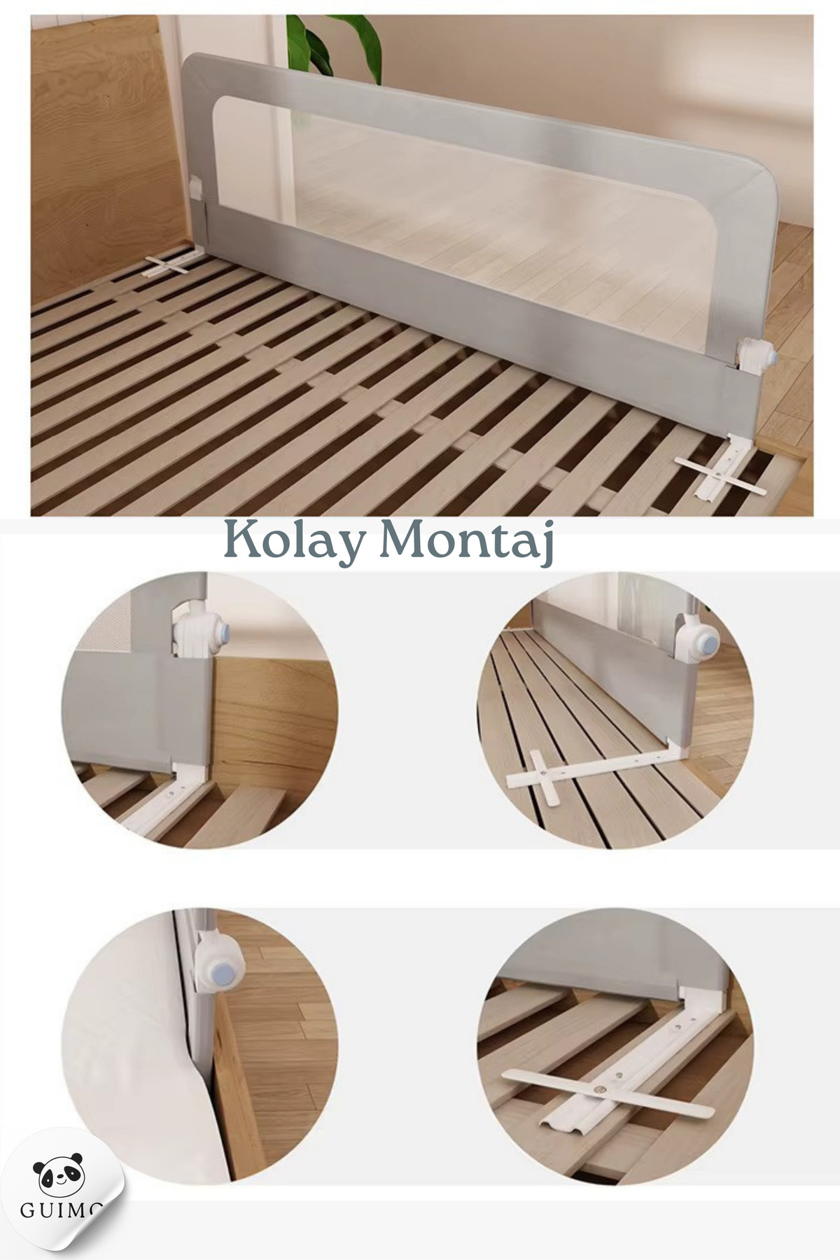 GUİMO Guimo 150cm Yatak Bariyeri Katlanır Baza Korkuluğu Beyaz Foldable Bed Rail Guard Bed Rail For Baby fotoğrafı 5 (önizleme)